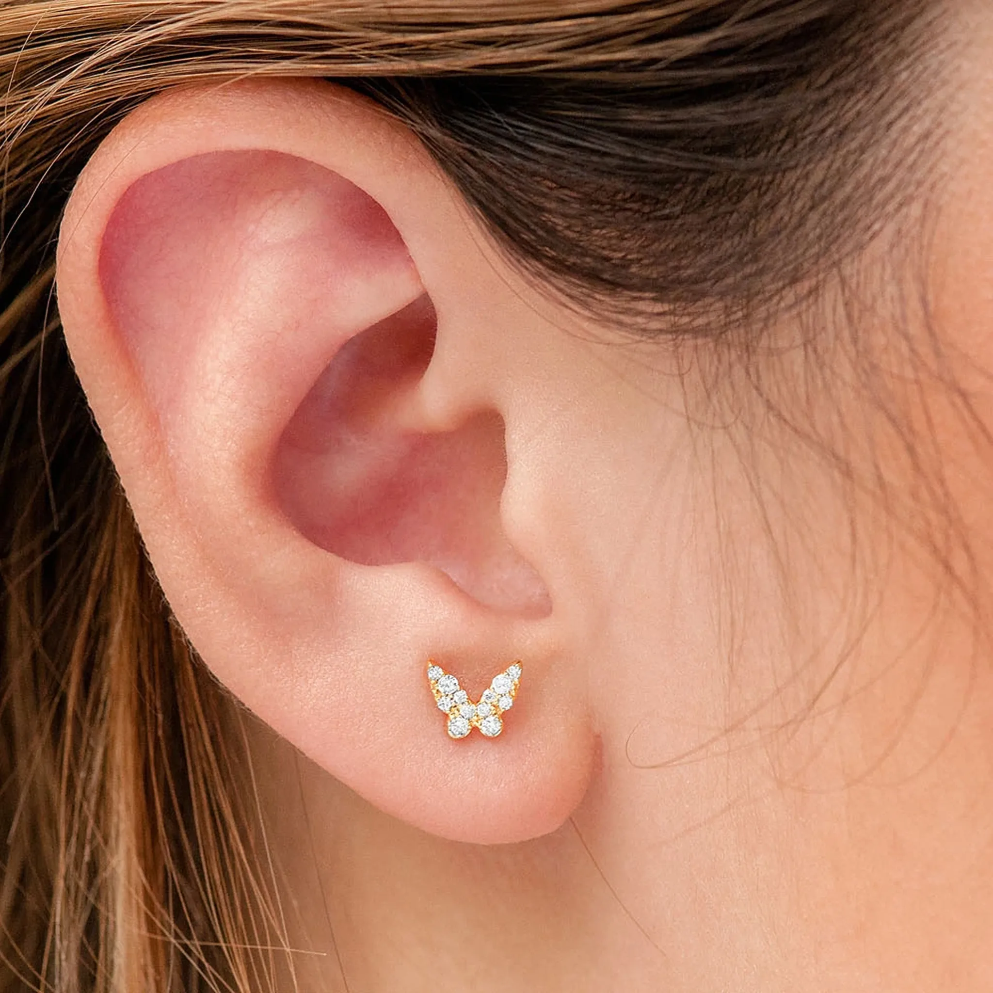 Butterfly Diamond Studs - earrings in yellow gold (view 6 of 6)