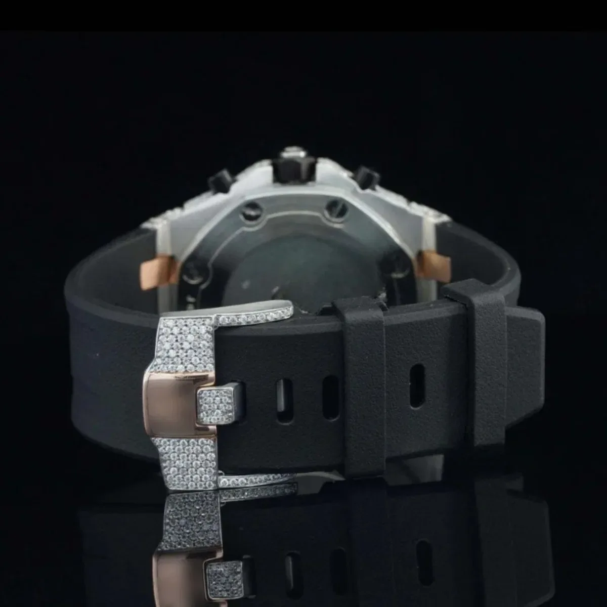 Chrono Automatic Moissanite Watch For Men With Black Rubber Belt (view 6 of 6)