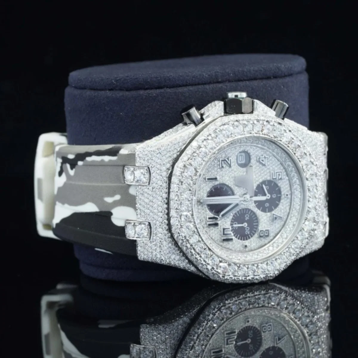 Chronograph Automatic Moissanite Watch Iced Out With Double Color Belt For Men (view 3 of 5)