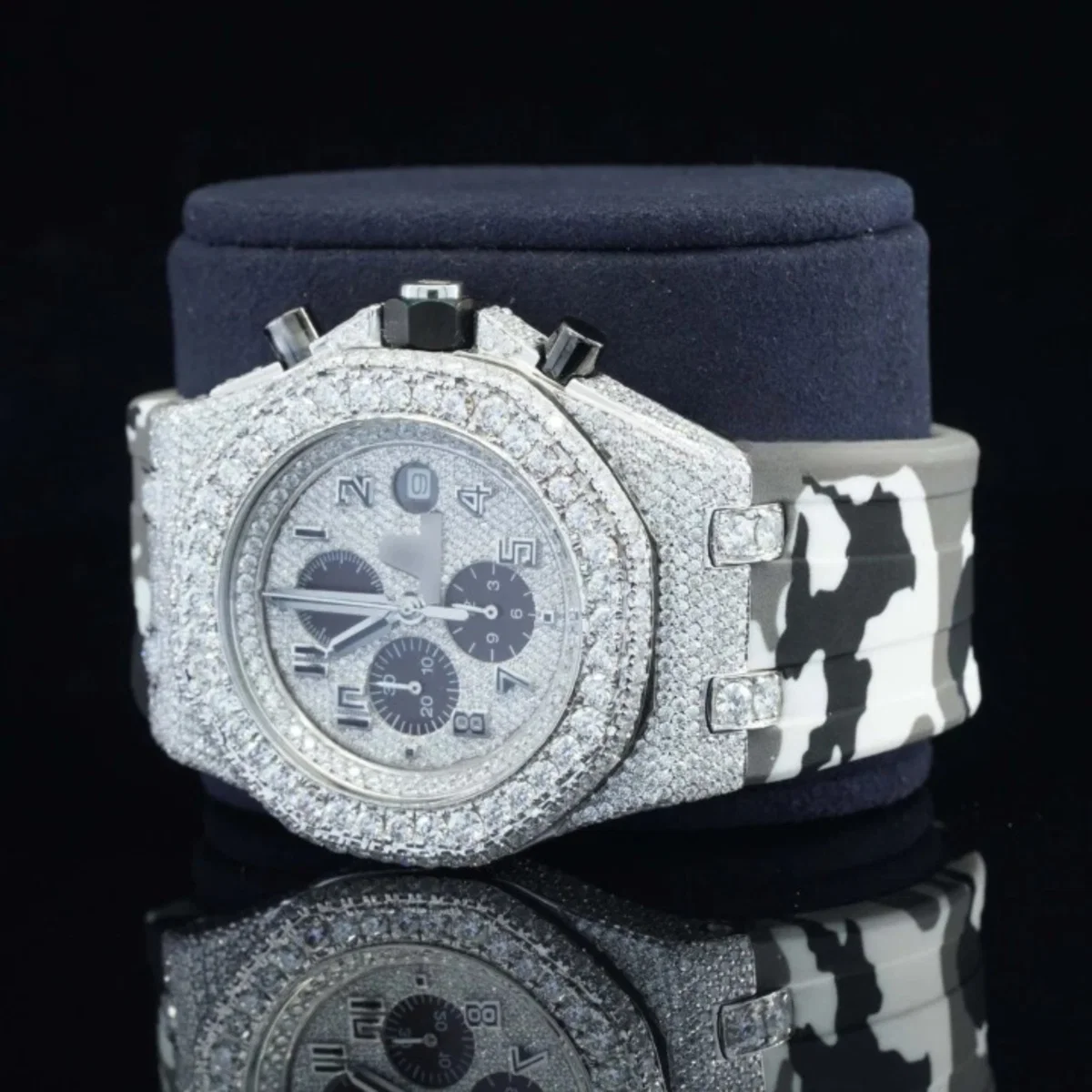 Chronograph Automatic Moissanite Watch Iced Out With Double Color Belt For Men (view 4 of 5)