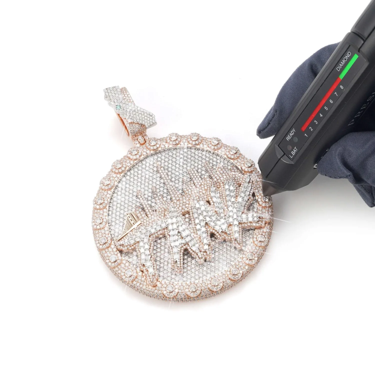"CITY TANK" Custom Circle Pendant 14K Gold (view 3 of 5)
