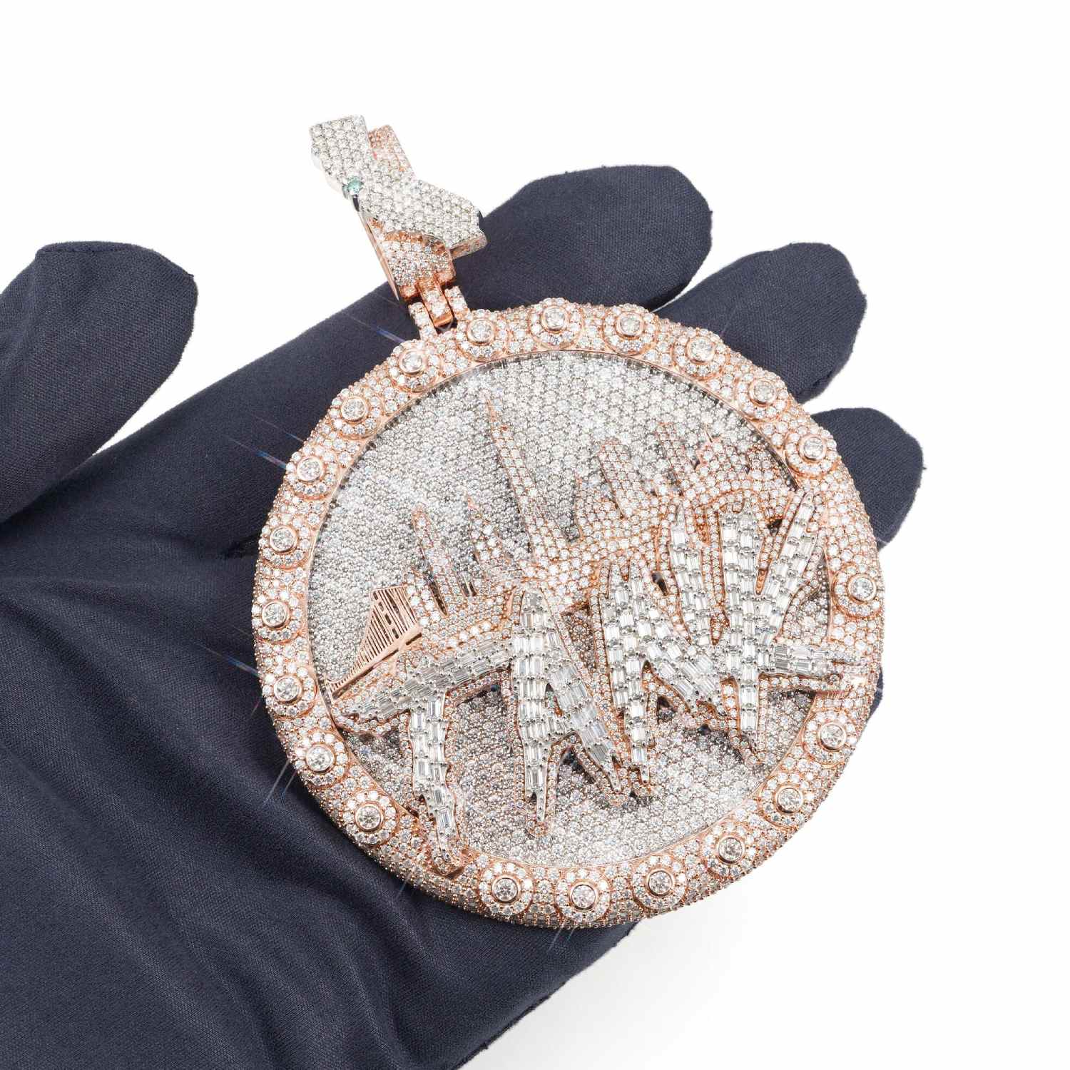 "CITY TANK" Custom Circle Pendant 14K Gold (view 4 of 5)