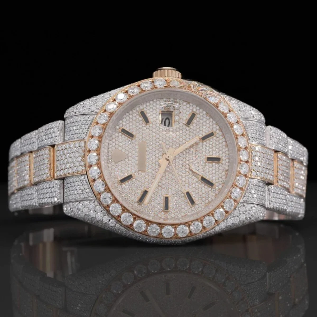 Classic Fully Iced Out Moissanite Watch With Japan Automatic Movement For Men (view 2 of 7)