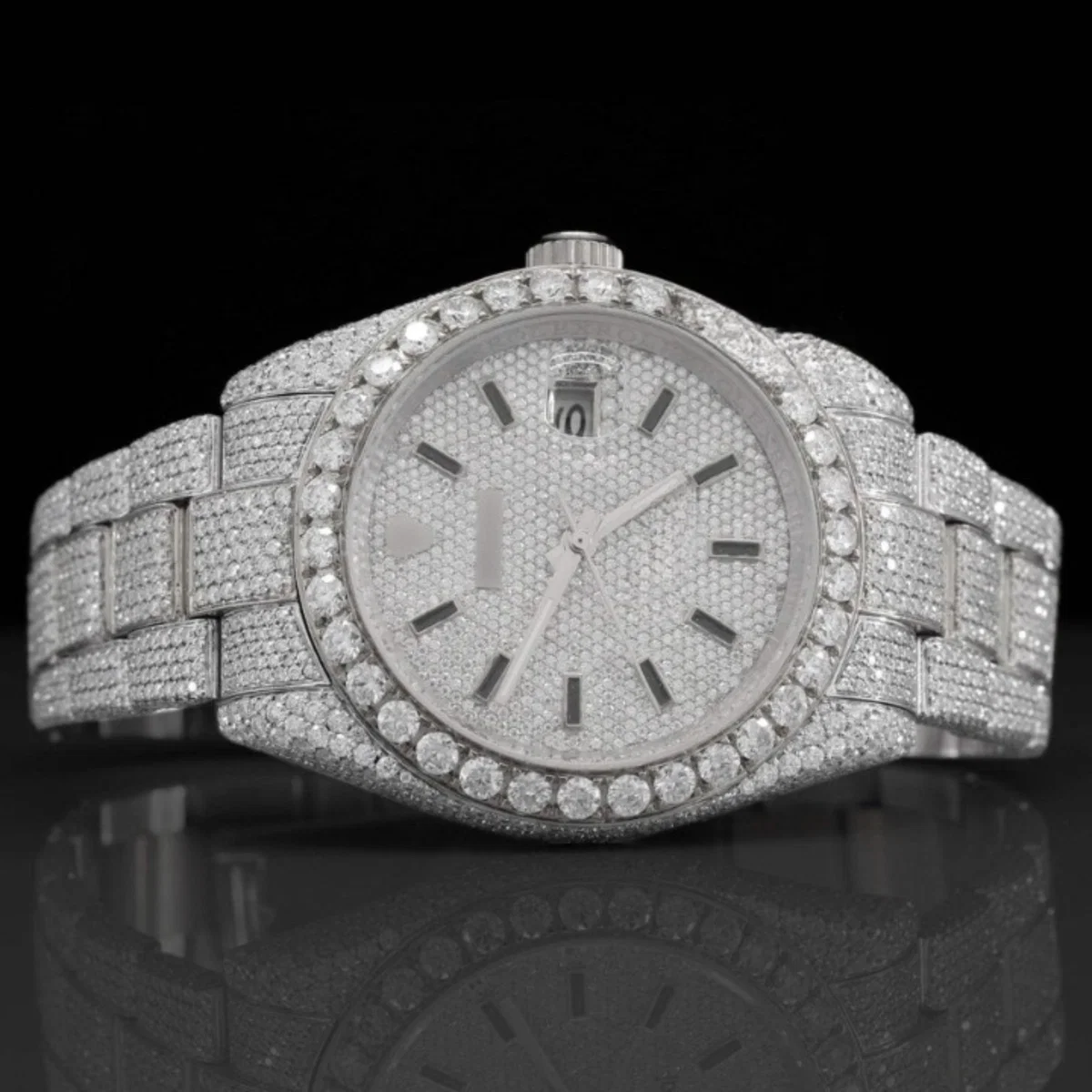 Classic Fully Iced Out Moissanite Watch With Japan Automatic Movement For Men (view 3 of 7)