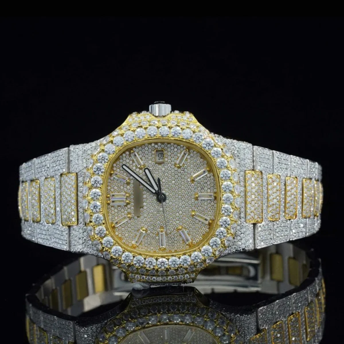 Classic Iced Out Sapphire Crystal Glass Automatic Watch (view 2 of 7)