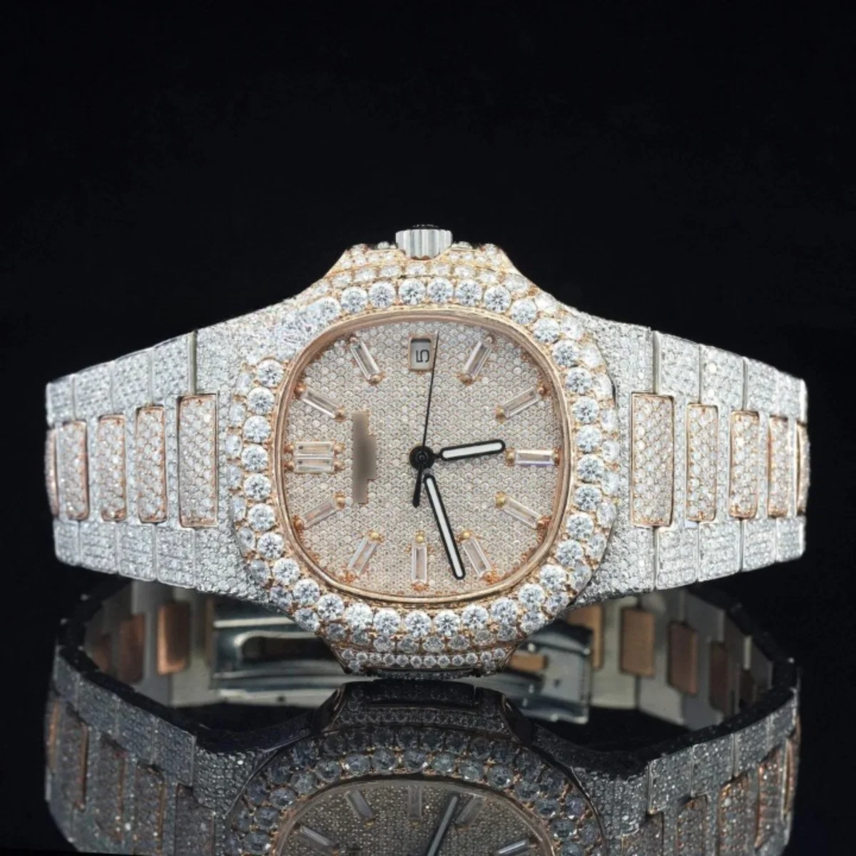 Classic Iced Out Sapphire Crystal Glass Automatic Watch (view 3 of 7)