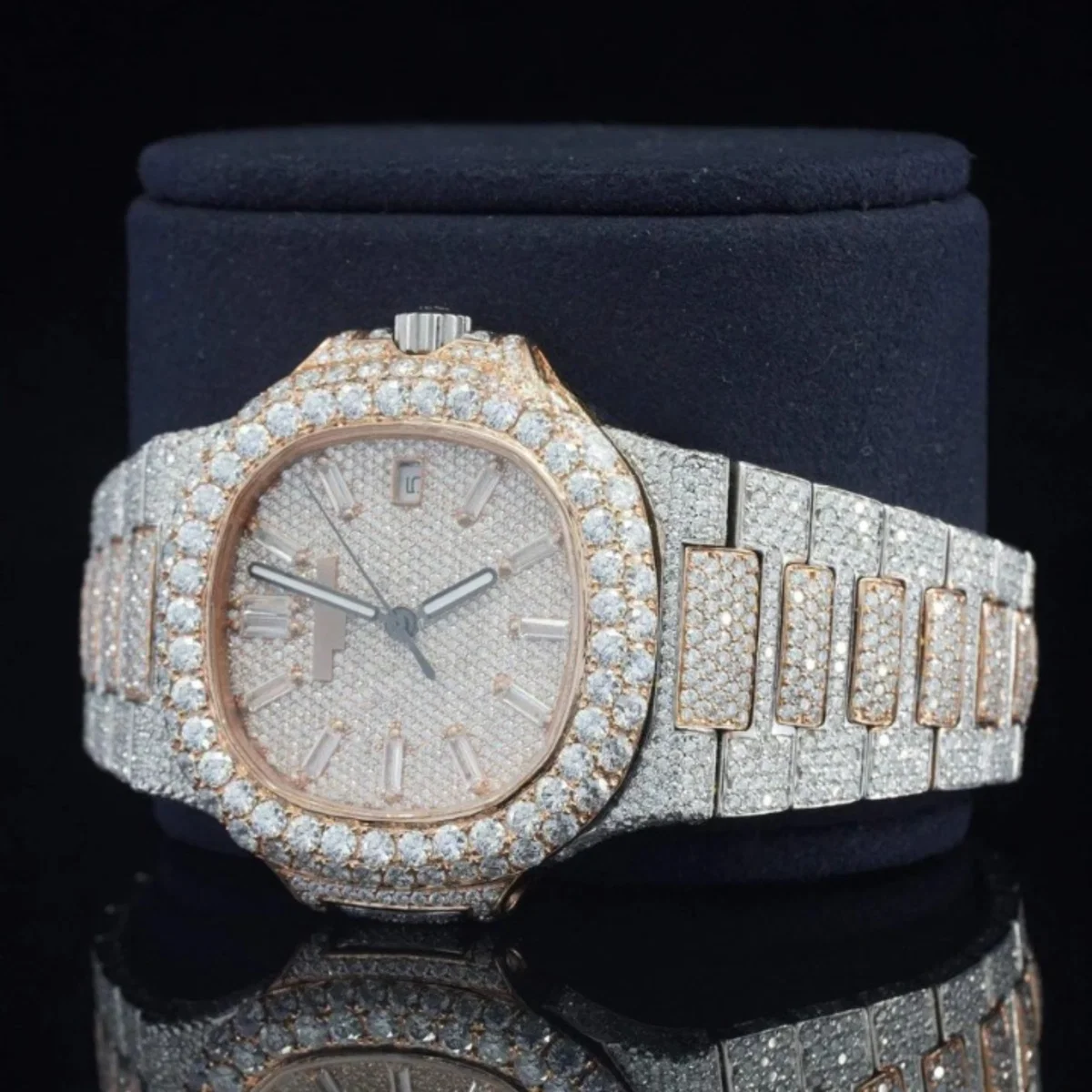 Classic Iced Out Sapphire Crystal Glass Automatic Watch (view 5 of 7)