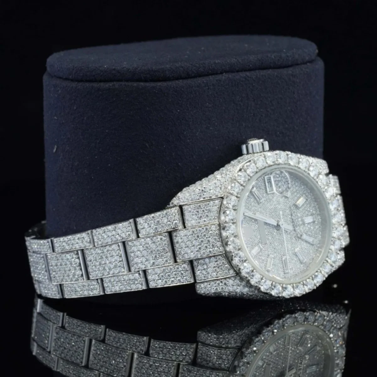 Classic Look Business Style Analog Fully Iced Out Moissanite Watch for Her (view 3 of 5)