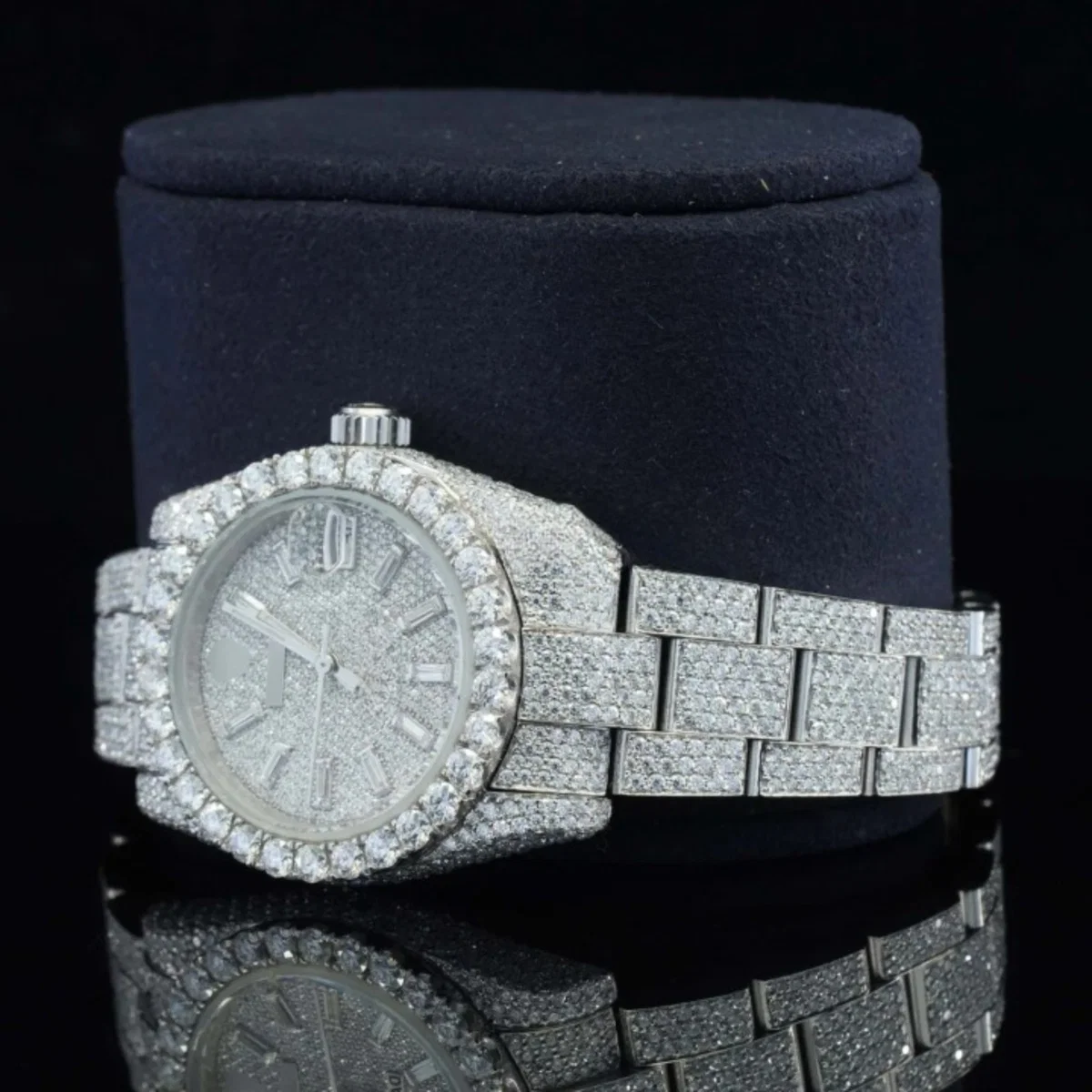 Classic Look Business Style Analog Fully Iced Out Moissanite Watch for Her (view 4 of 5)