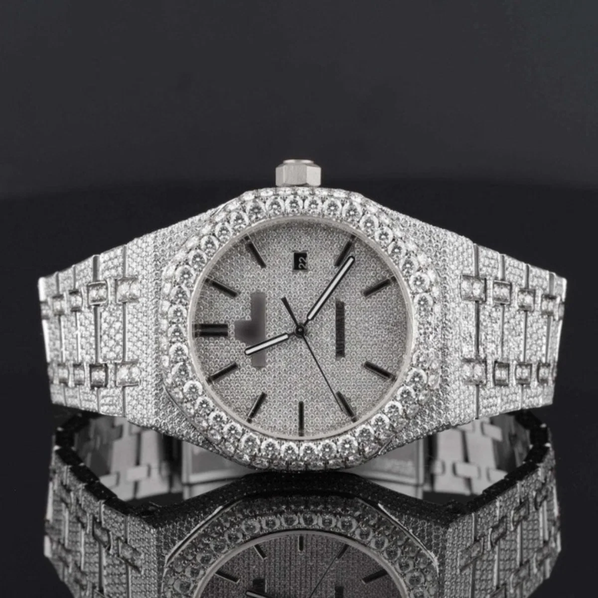 Classic Moissanite Diamond Iced Out Bust Down Automatic Watch (view 2 of 8)