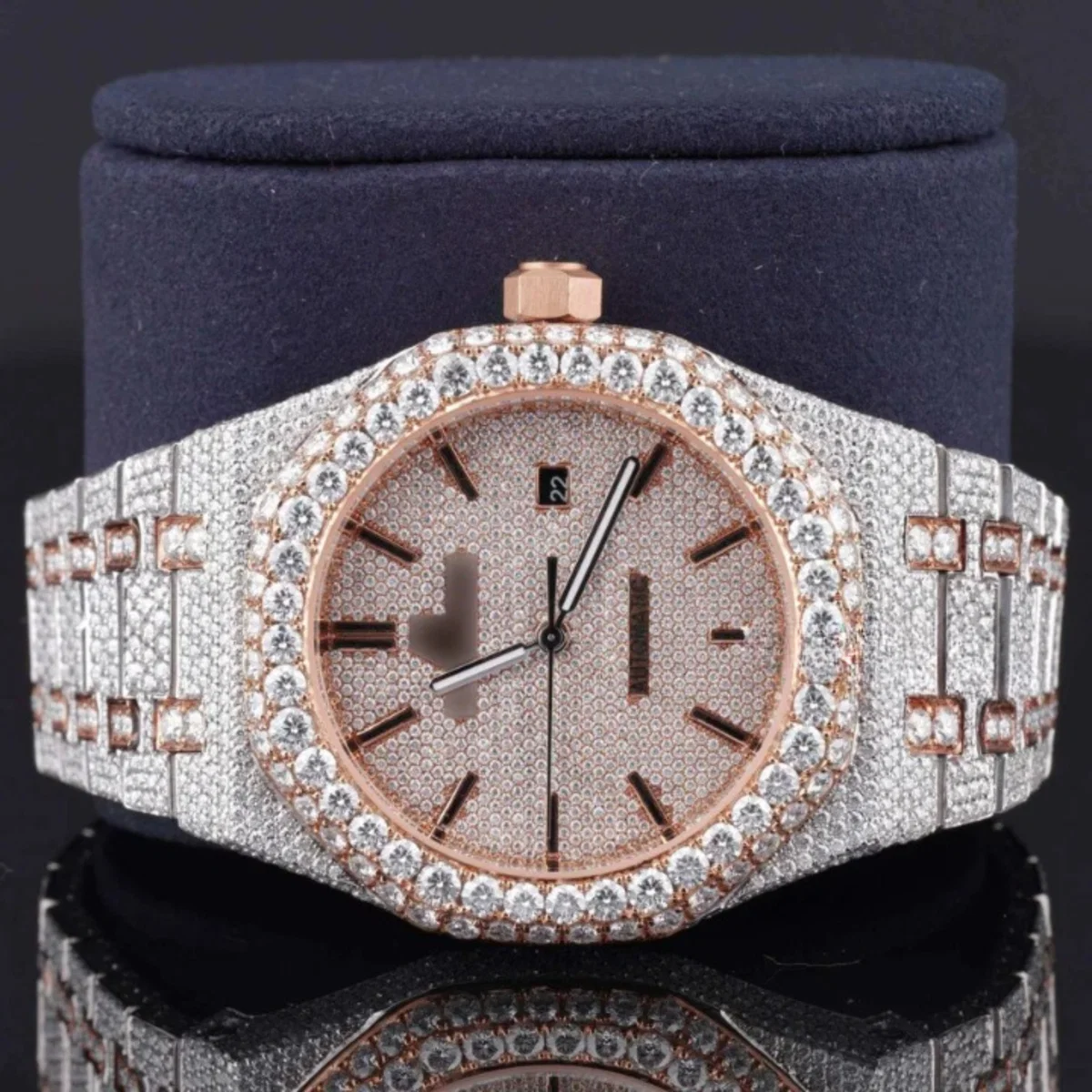 Classic Moissanite Diamond Iced Out Bust Down Automatic Watch (view 4 of 8)