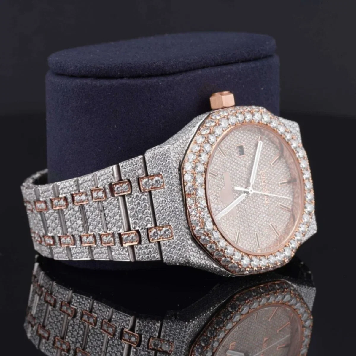 Classic Moissanite Diamond Iced Out Bust Down Automatic Watch (view 6 of 8)