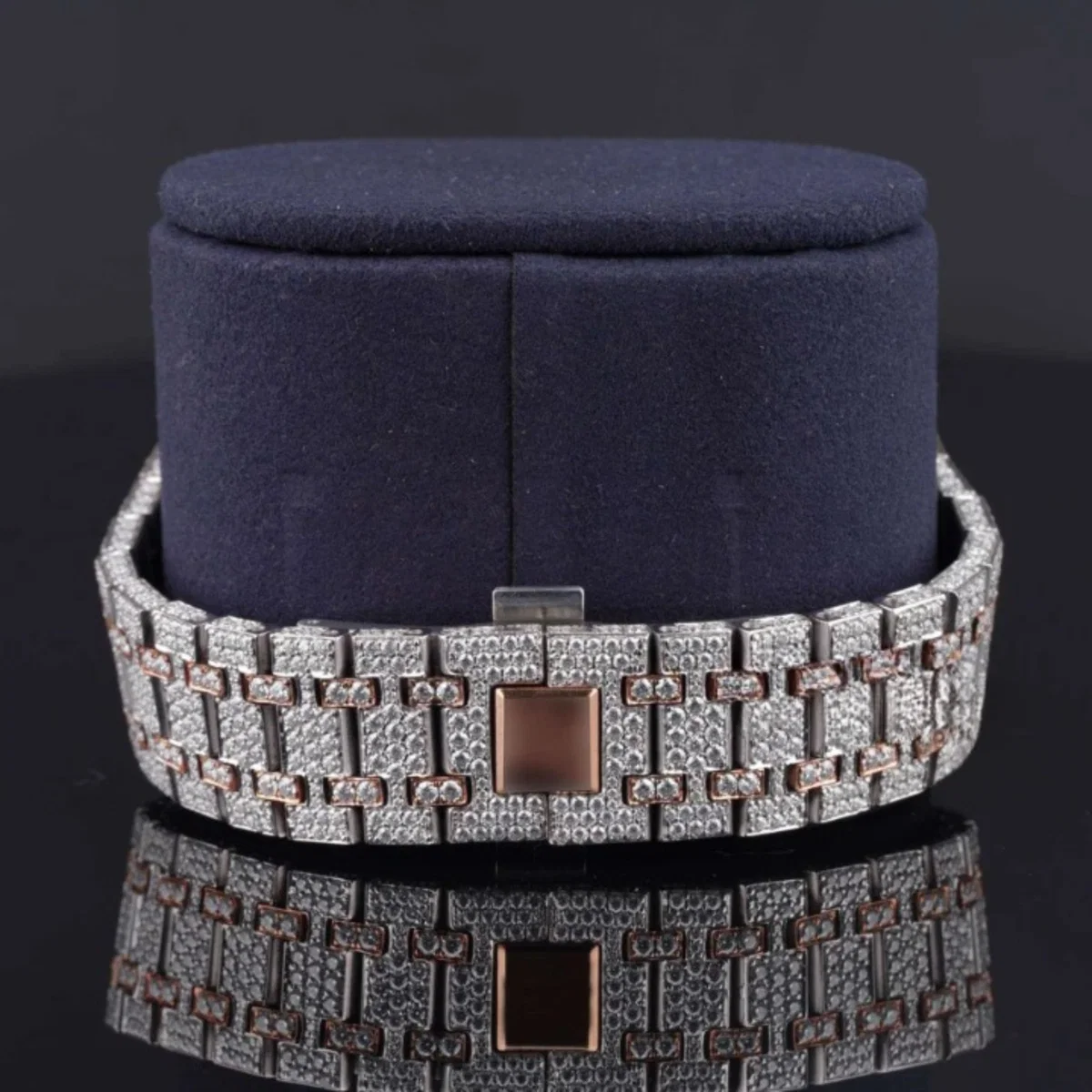 Classic Moissanite Diamond Iced Out Bust Down Automatic Watch (view 8 of 8)