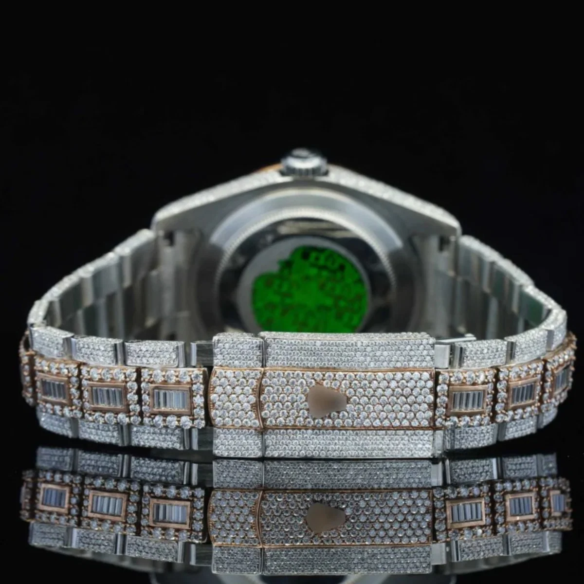 Classic Round and Baguette Iced Out Moissanite Diamond Automatic Watch For Men (view 6 of 6)