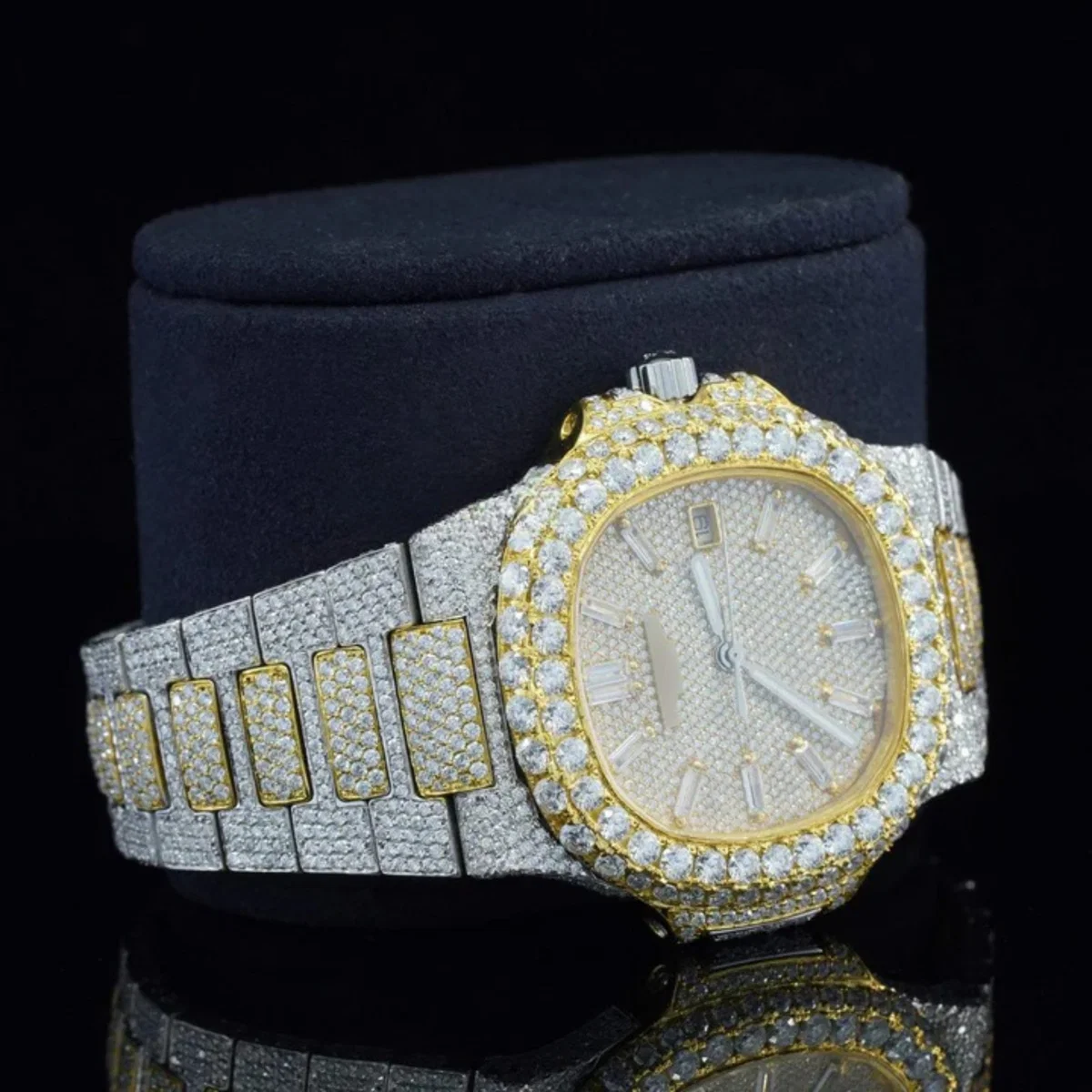 Classic Two Tone Moissanite Diamond Iced Out Automatic Watch (view 4 of 7)
