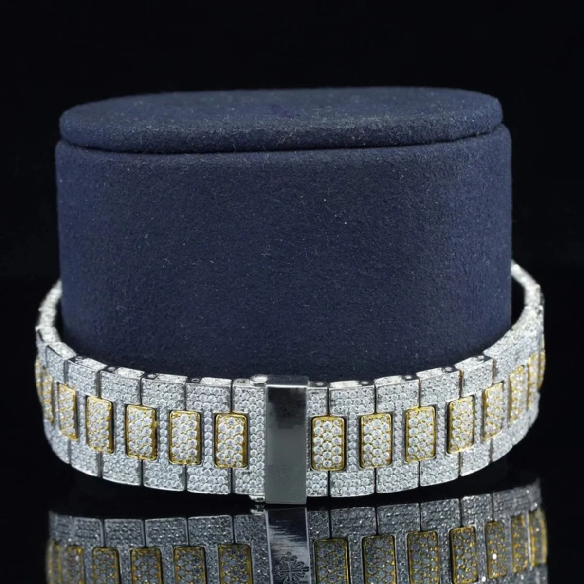 Classic Two Tone Moissanite Diamond Iced Out Automatic Watch (view 6 of 7)