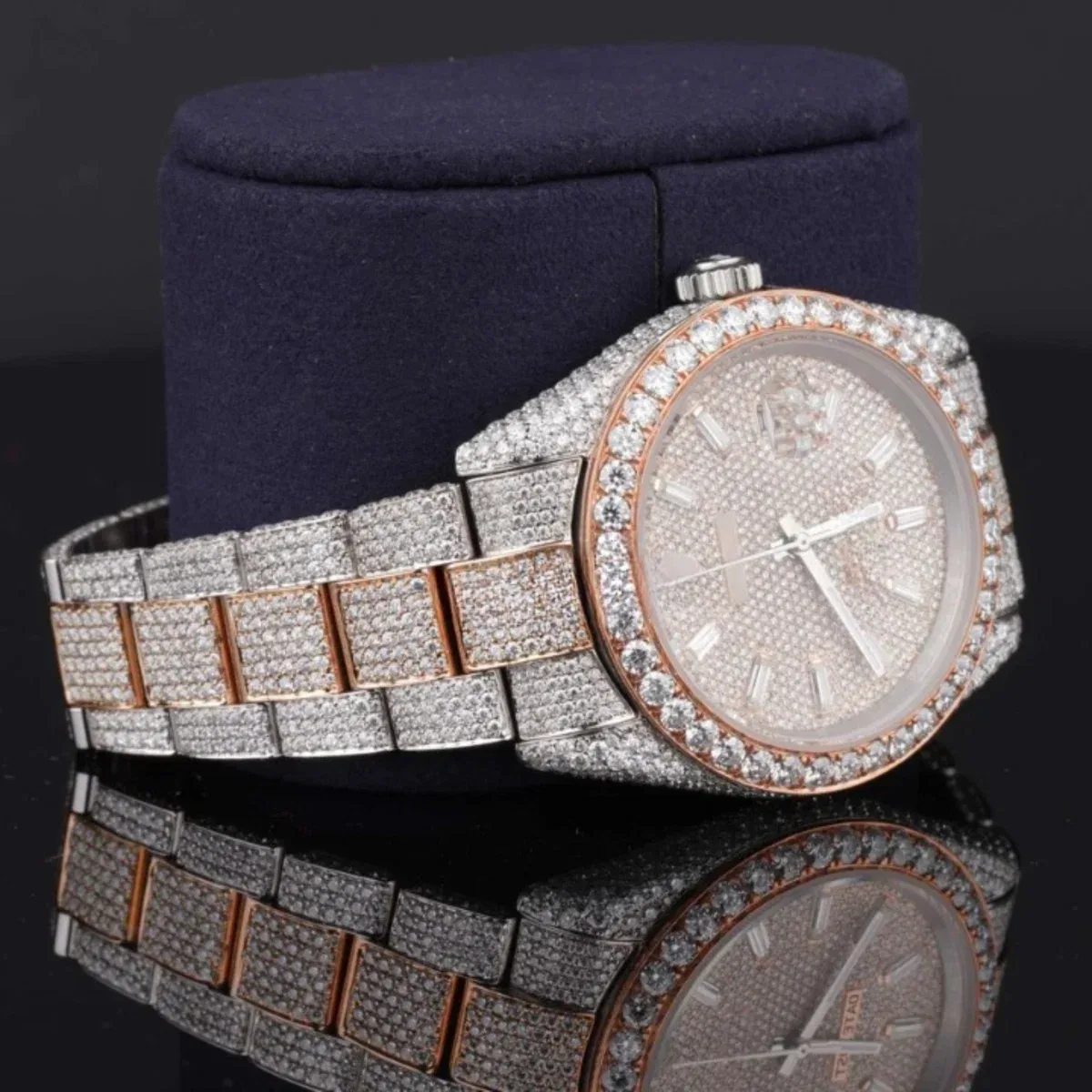 Classic Two Tone Sterling Diamond Iced Out Moissanite Watch (view 3 of 5)