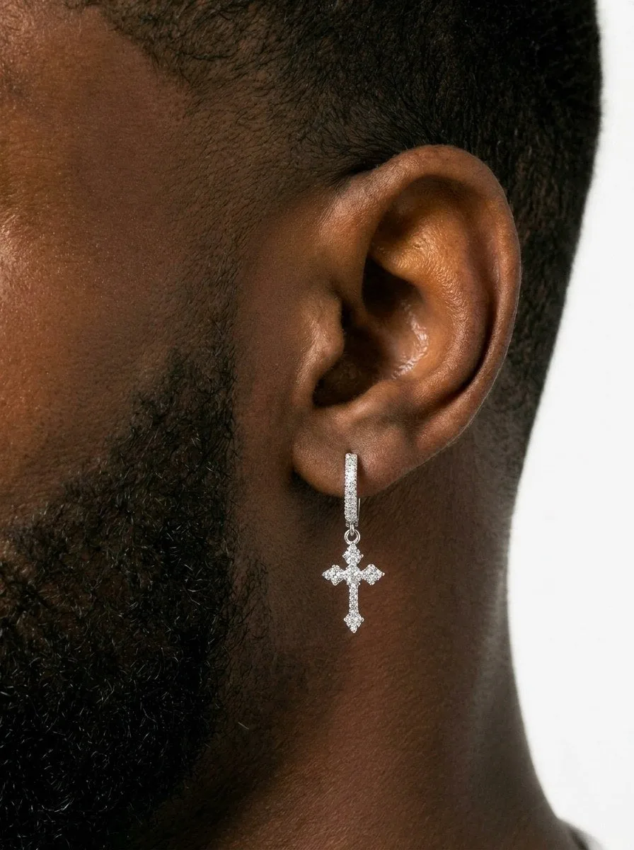 Cross Drop Moissanite Earrings 14K Gold (view 2 of 4)