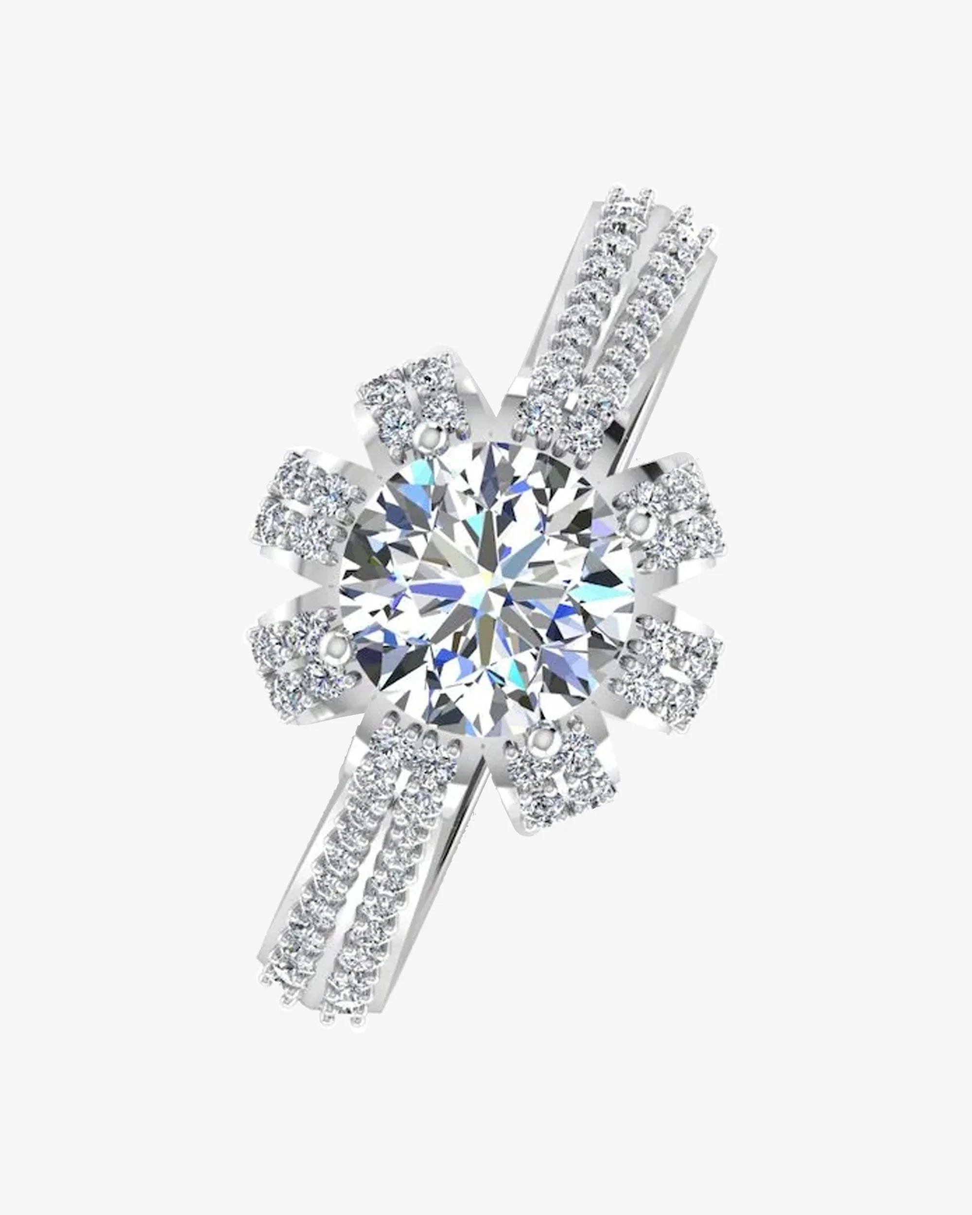 Crown Set Split Shank Moissanite Engagement Ring - in 14k gold (view 4 of 8)