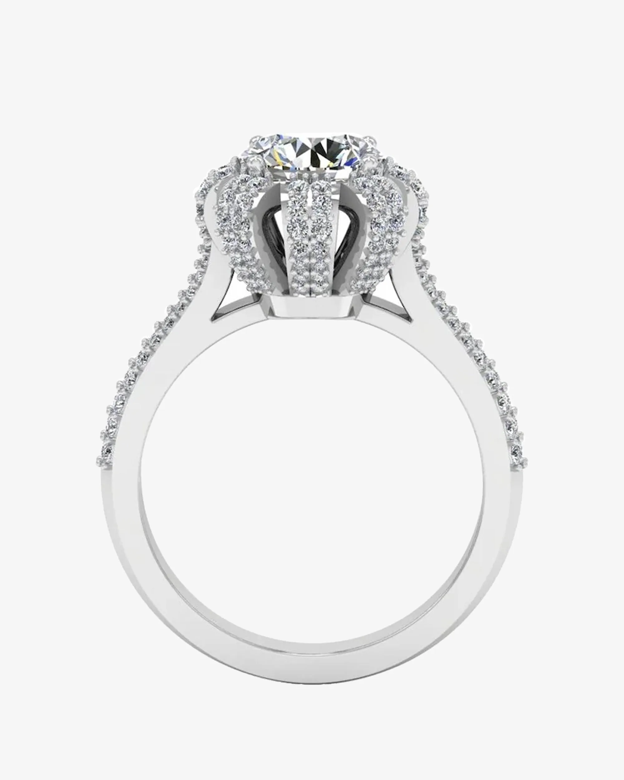 Crown Set Split Shank Moissanite Engagement Ring - in 14k gold (view 6 of 8)