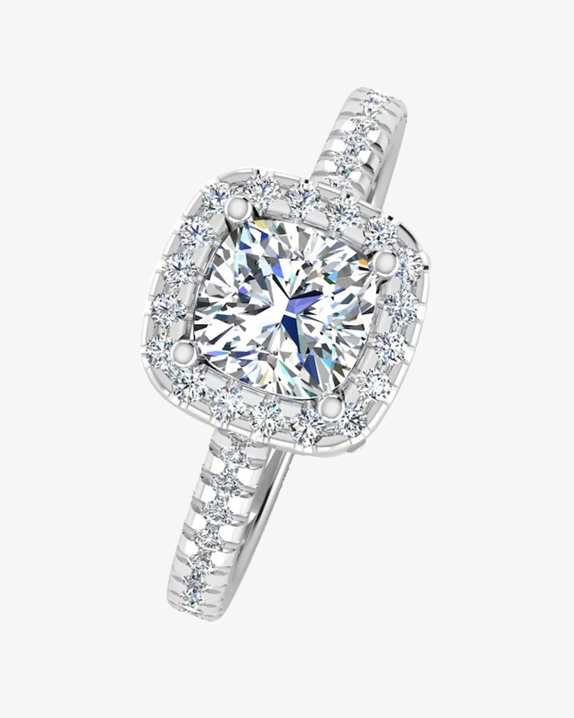 Cushion Halo Moissanite Engagement Ring - in 14k gold (view 3 of 8)