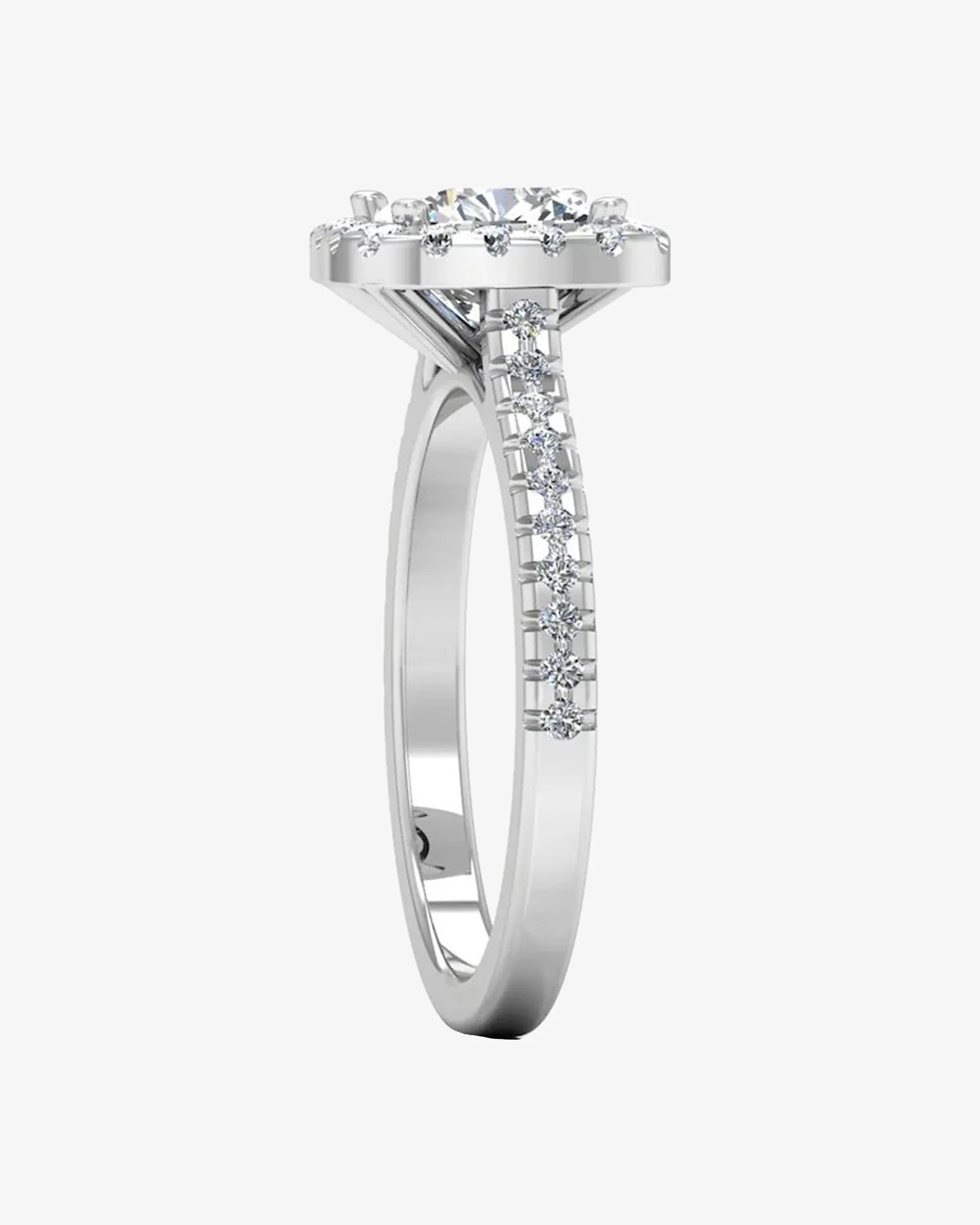 Cushion Halo Moissanite Engagement Ring - in 14k gold (view 4 of 8)