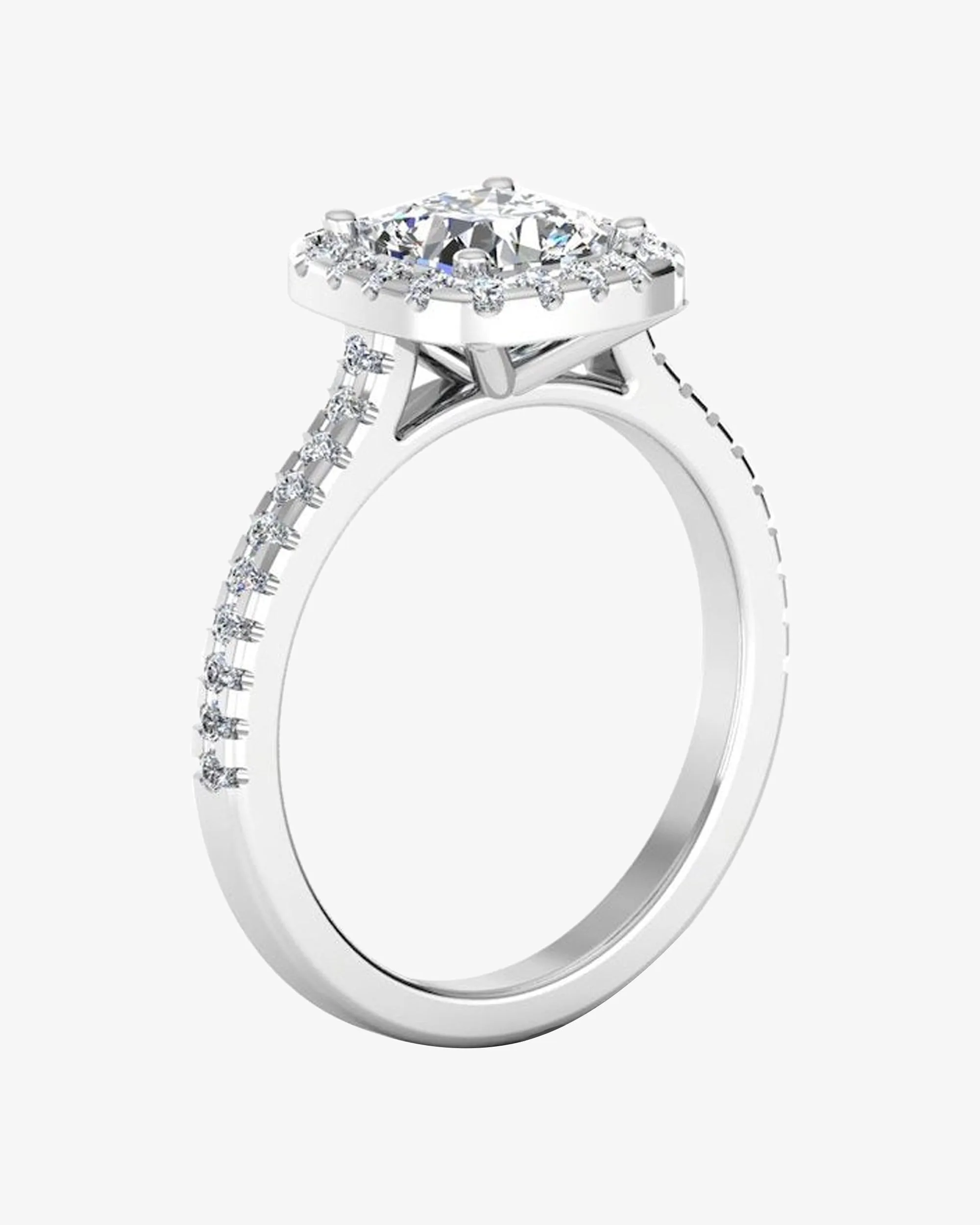 Cushion Halo Moissanite Engagement Ring - in 14k gold (view 5 of 8)