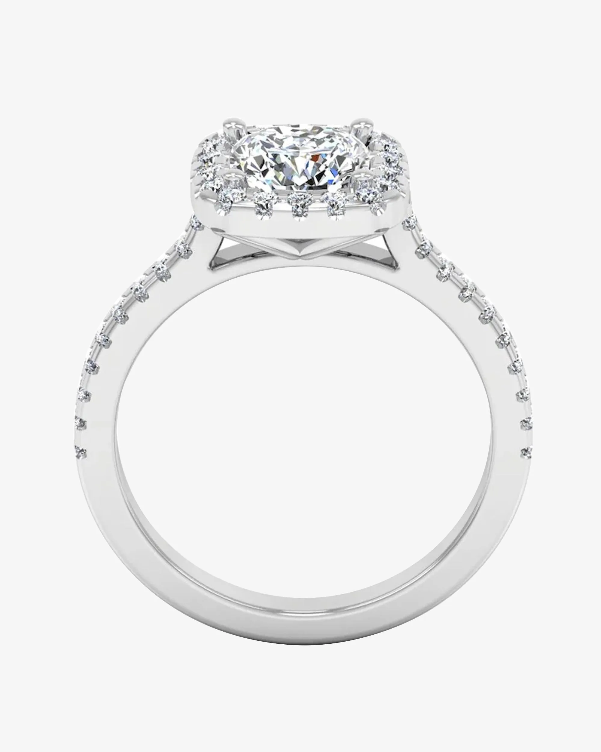 Cushion Halo Moissanite Engagement Ring - in 14k gold (view 6 of 8)