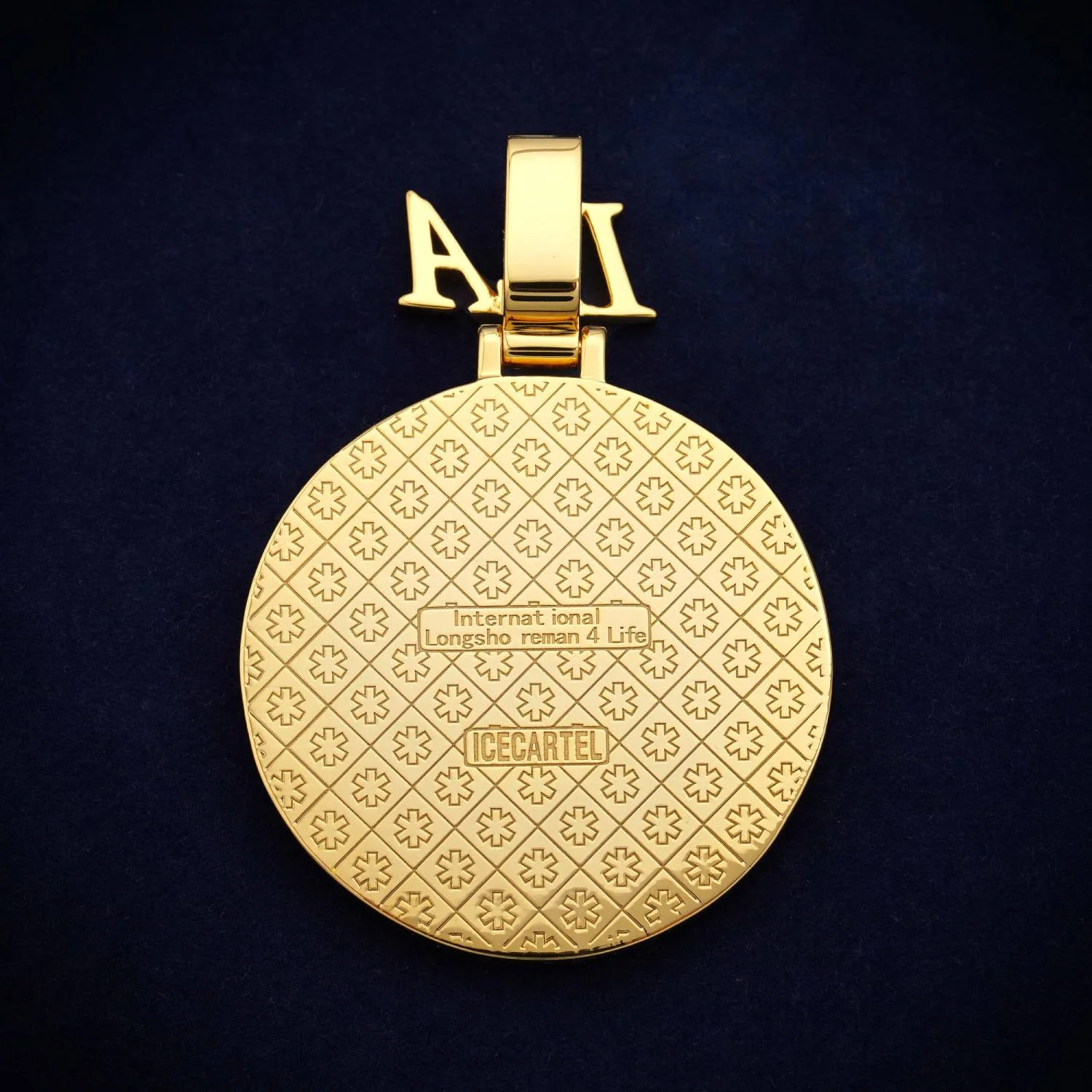 Custom "1416" Moissanite Circle Pendant 14K Gold (view 2 of 3)