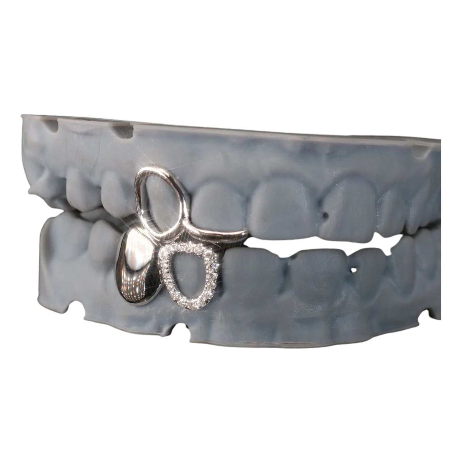 Custom 4 Tooth Grillz - custom piece in white gold