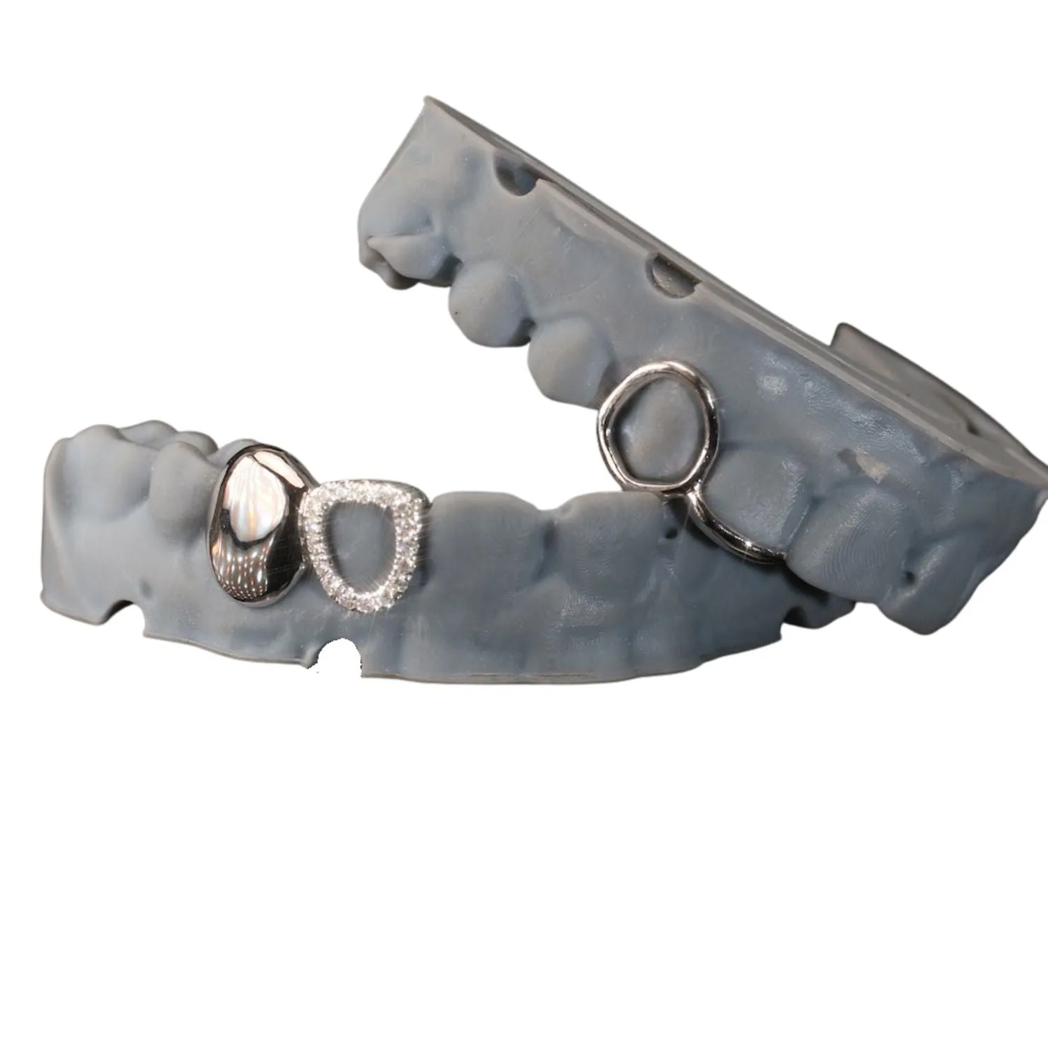 Custom 4 Tooth Grillz - custom piece in white gold (view 3 of 3)