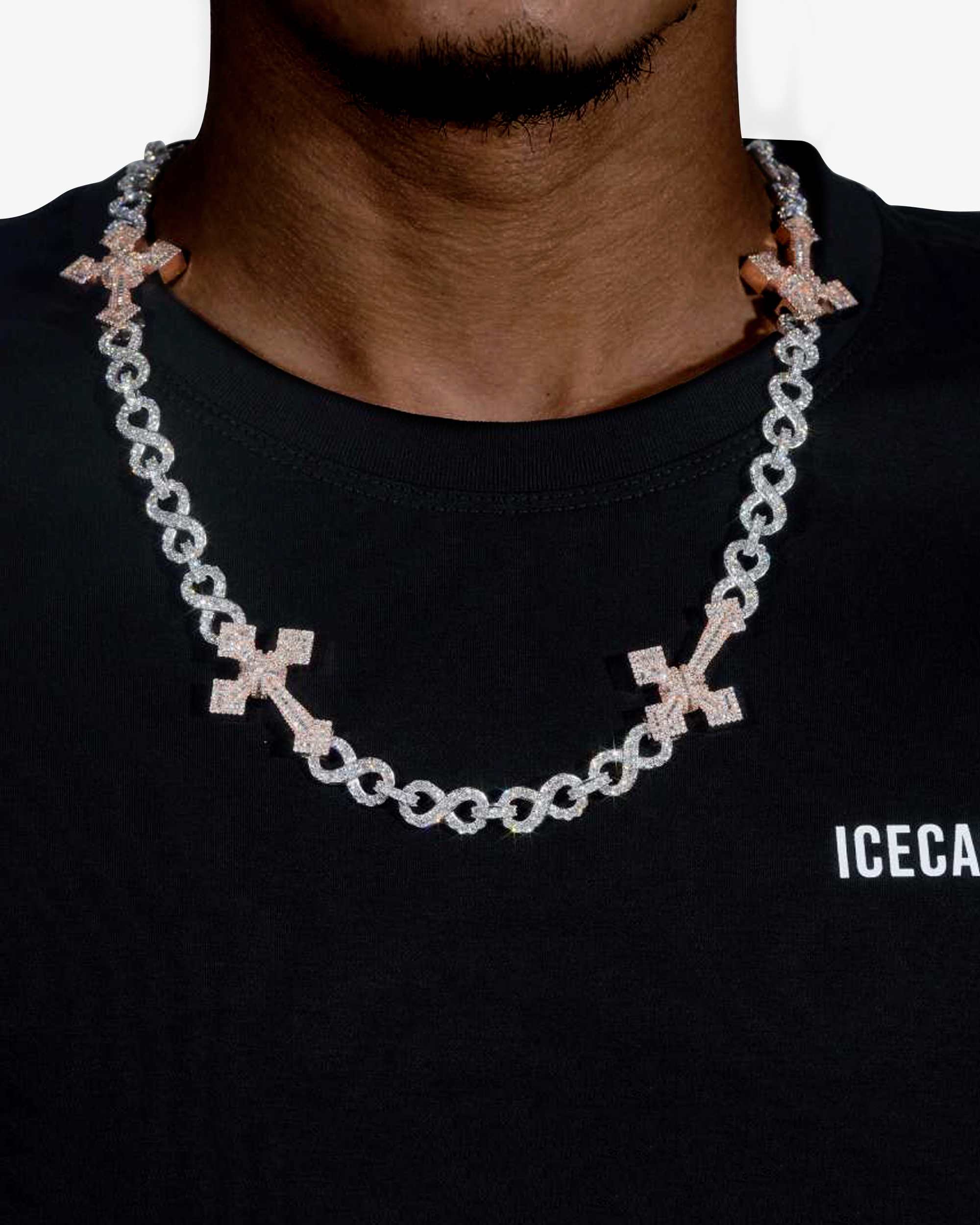 CUSTOM CLASP 15MM Infinity Link Cross Chain - in white gold (view 2 of 18)