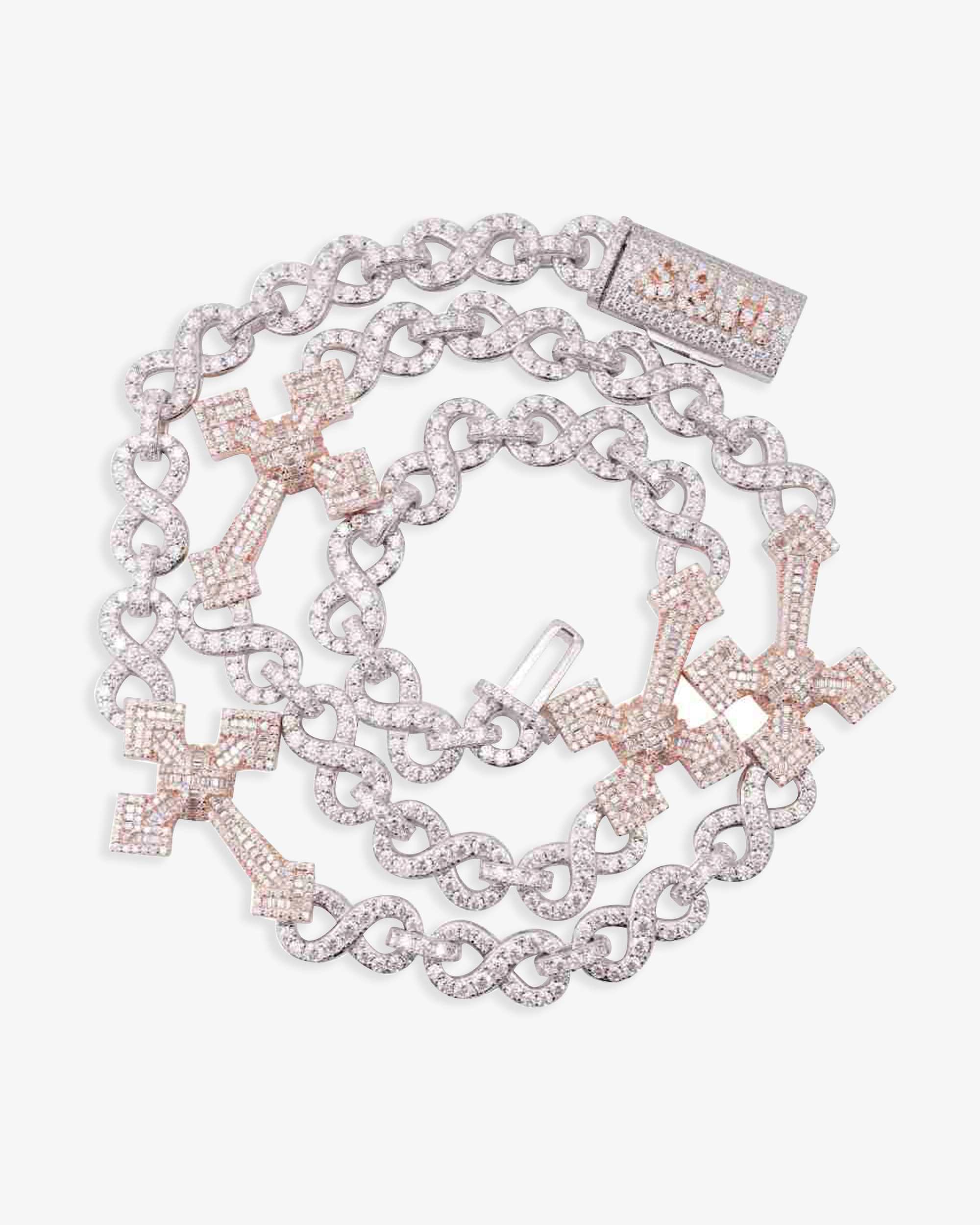 CUSTOM CLASP 15MM Infinity Link Cross Chain - in white gold (view 4 of 18)