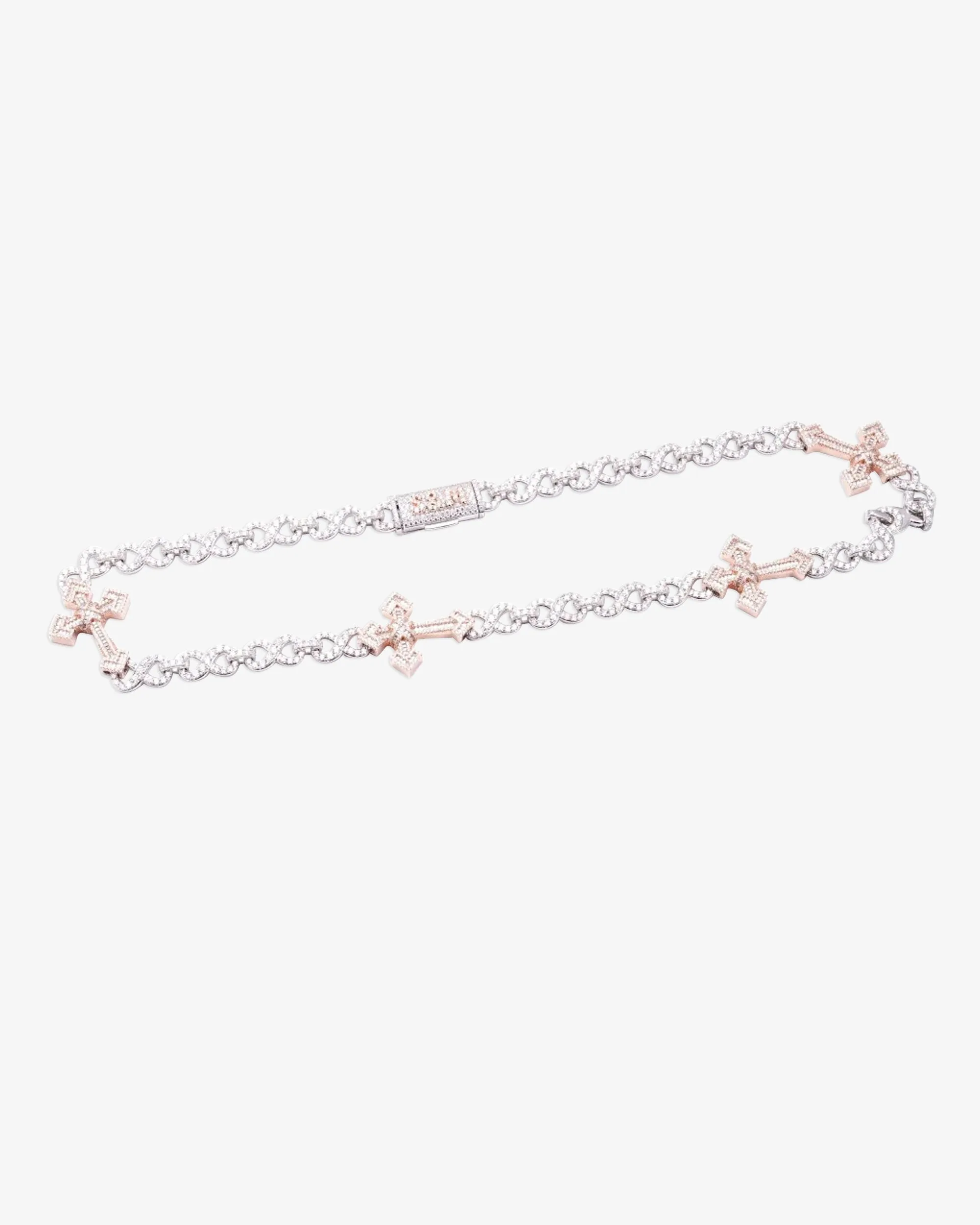 CUSTOM CLASP 15MM Infinity Link Cross Chain - in white gold (view 5 of 18)