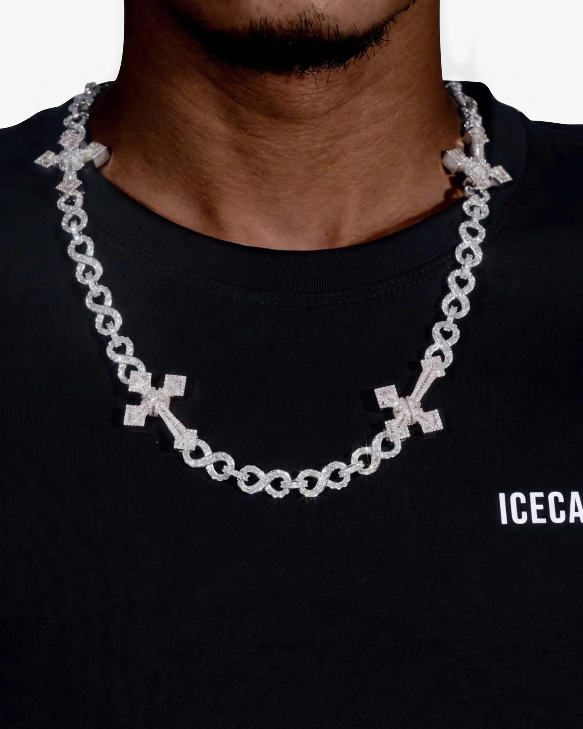 CUSTOM CLASP 15MM Infinity Link Cross Chain - in white gold (view 8 of 18)