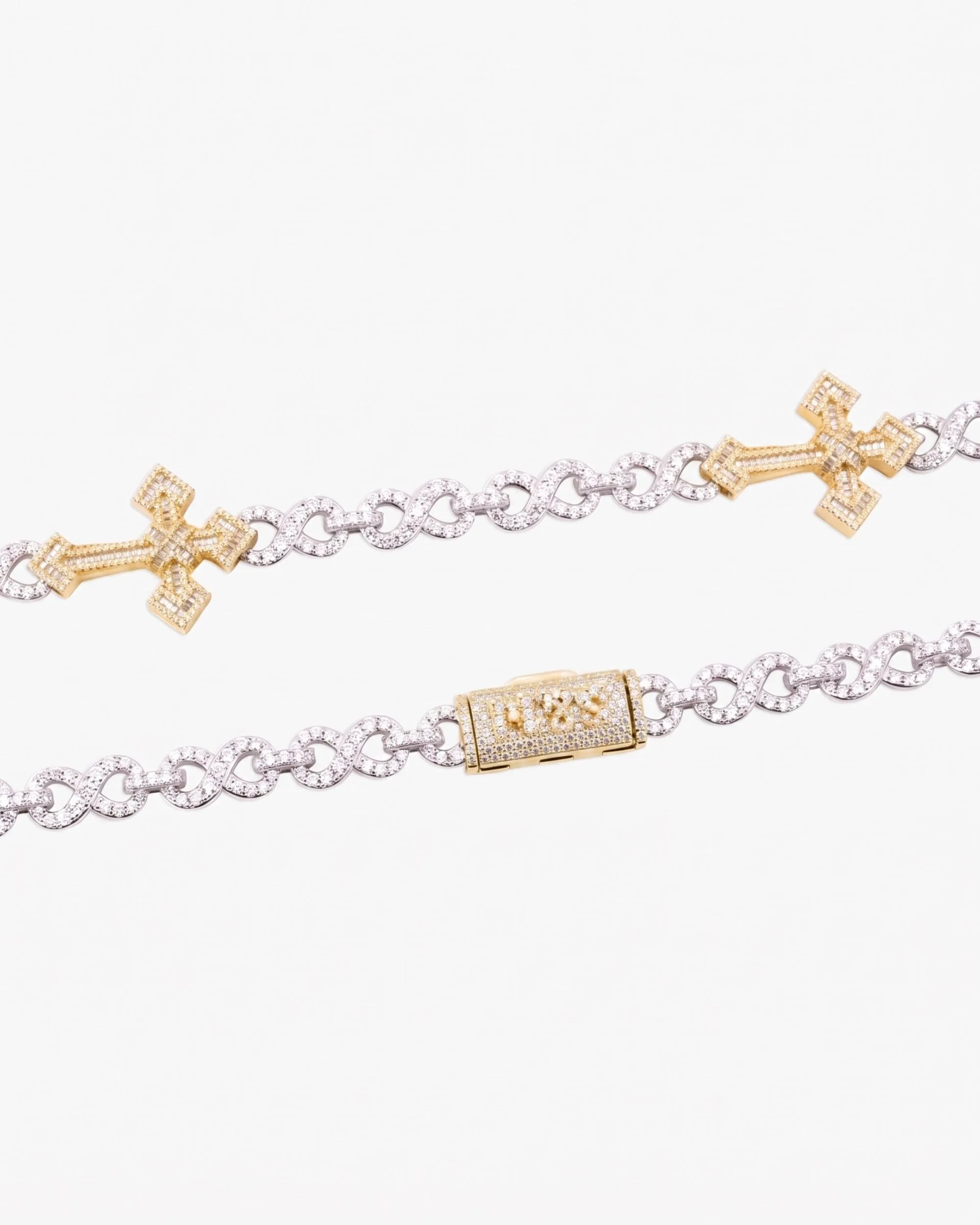 CUSTOM CLASP 15MM Infinity Link Cross Chain - in white gold (view 11 of 18)