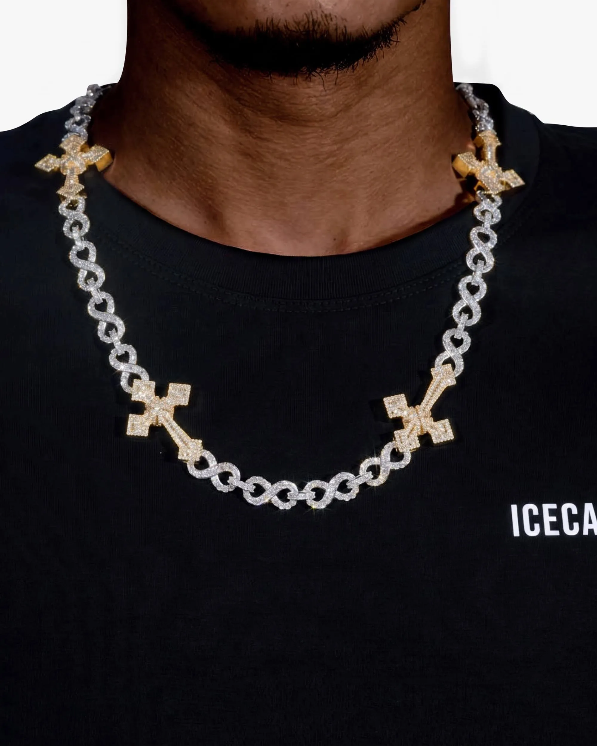 CUSTOM CLASP 15MM Infinity Link Cross Chain - in white gold (view 13 of 18)