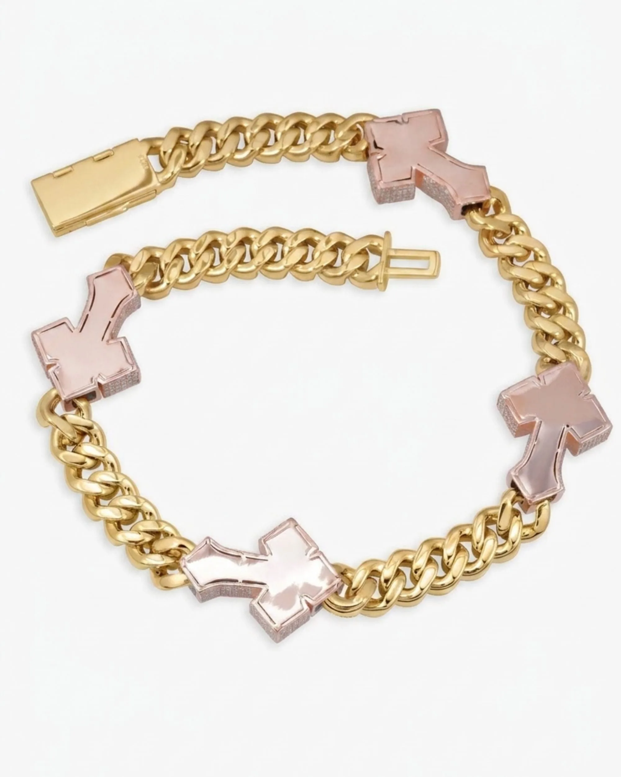 CUSTOM CLASP 15MM Moissanite Baguette Cross Miami Cuban Link Chain 14K Gold (view 8 of 18)