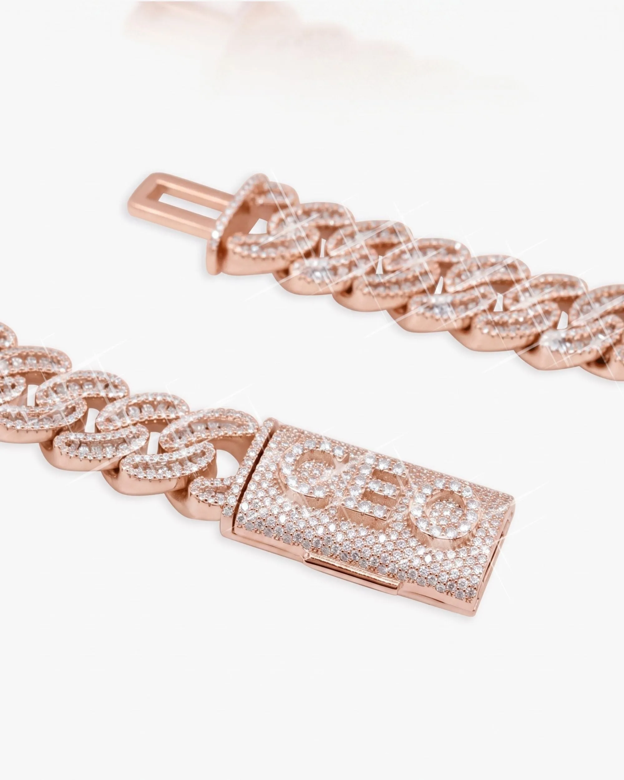CUSTOM CLASP 15MM Moissanite Baguette Cross Miami Cuban Link Chain 14K Gold (view 13 of 18)