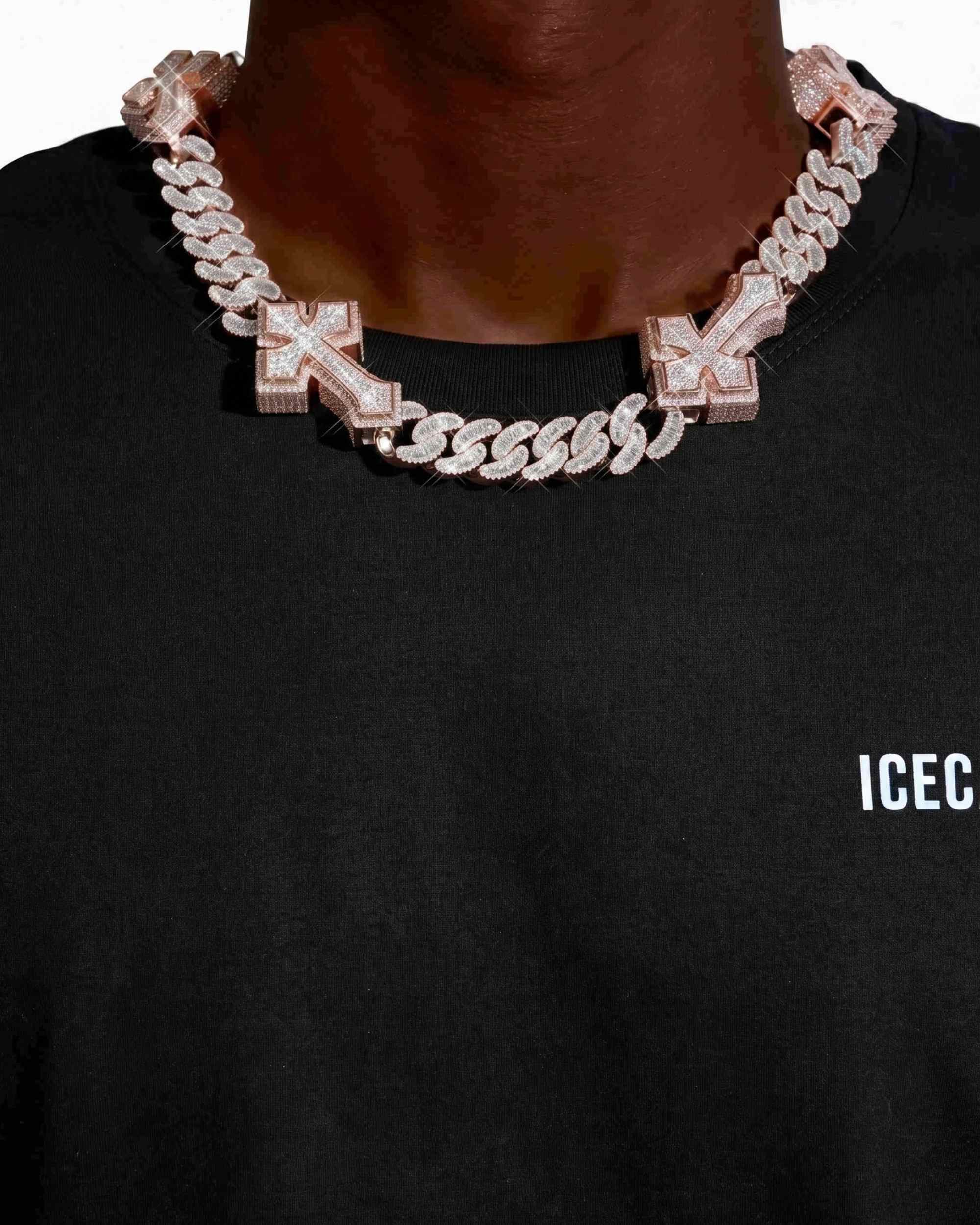 CUSTOM CLASP 15MM Moissanite Baguette Cross Miami Cuban Link Chain 14K Gold (view 15 of 18)