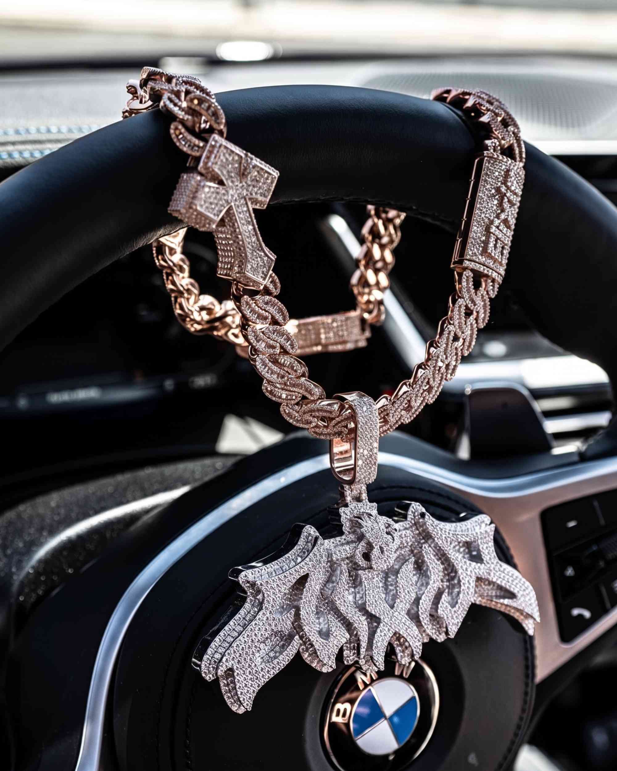 CUSTOM CLASP 15MM Moissanite Baguette Cross Miami Cuban Link Chain 14K Gold (view 16 of 18)