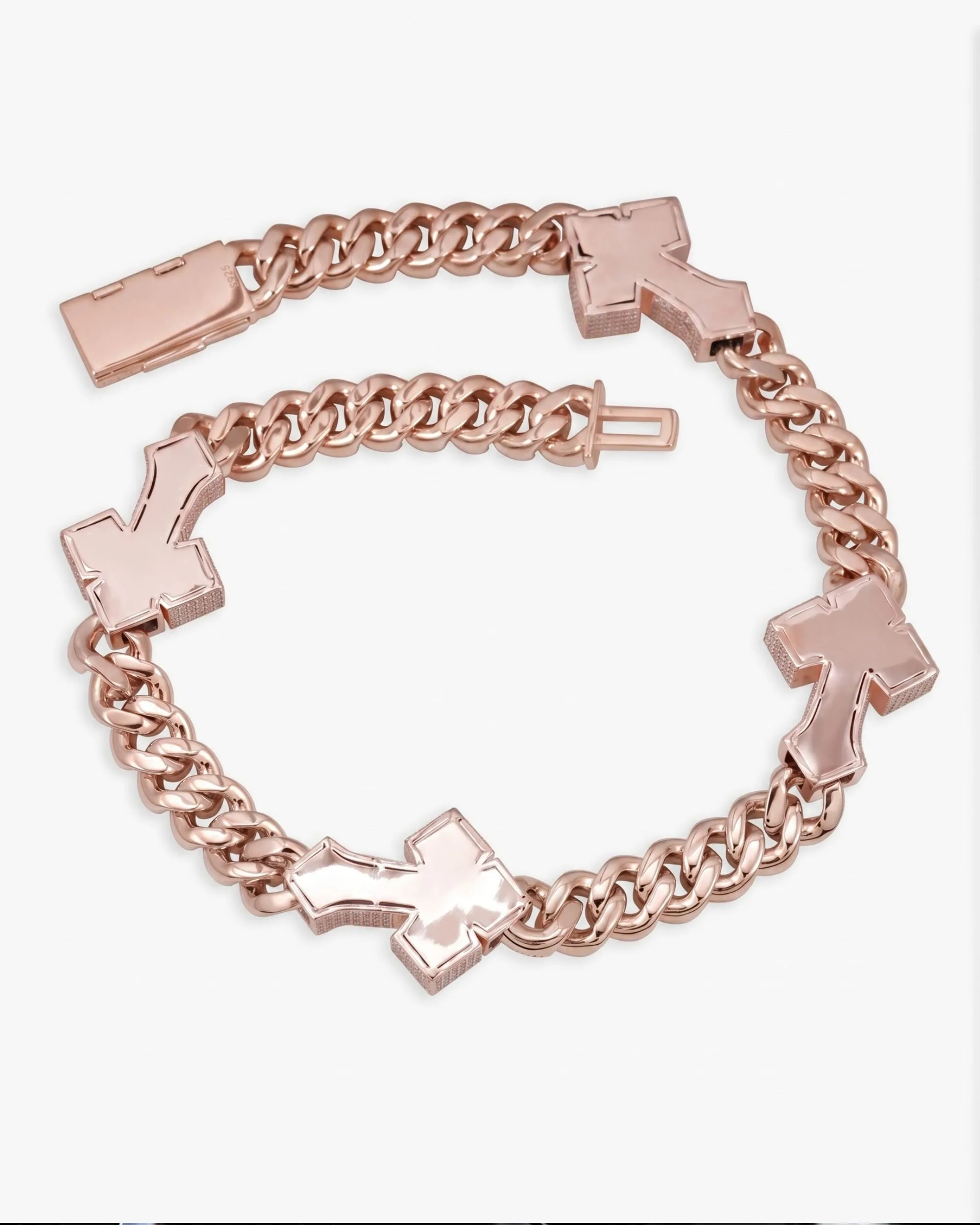 CUSTOM CLASP 15MM Moissanite Baguette Cross Miami Cuban Link Chain 14K Gold (view 17 of 18)