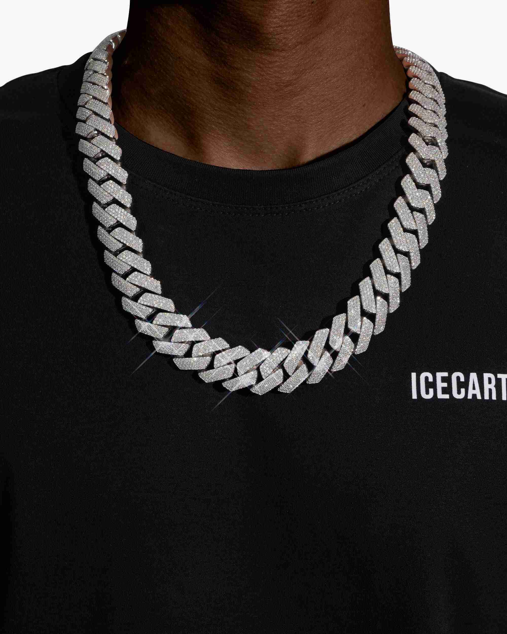 Custom Clasp 4 Row 20MM Moissanite Cuban Link Chain 14K Gold (view 2 of 18)