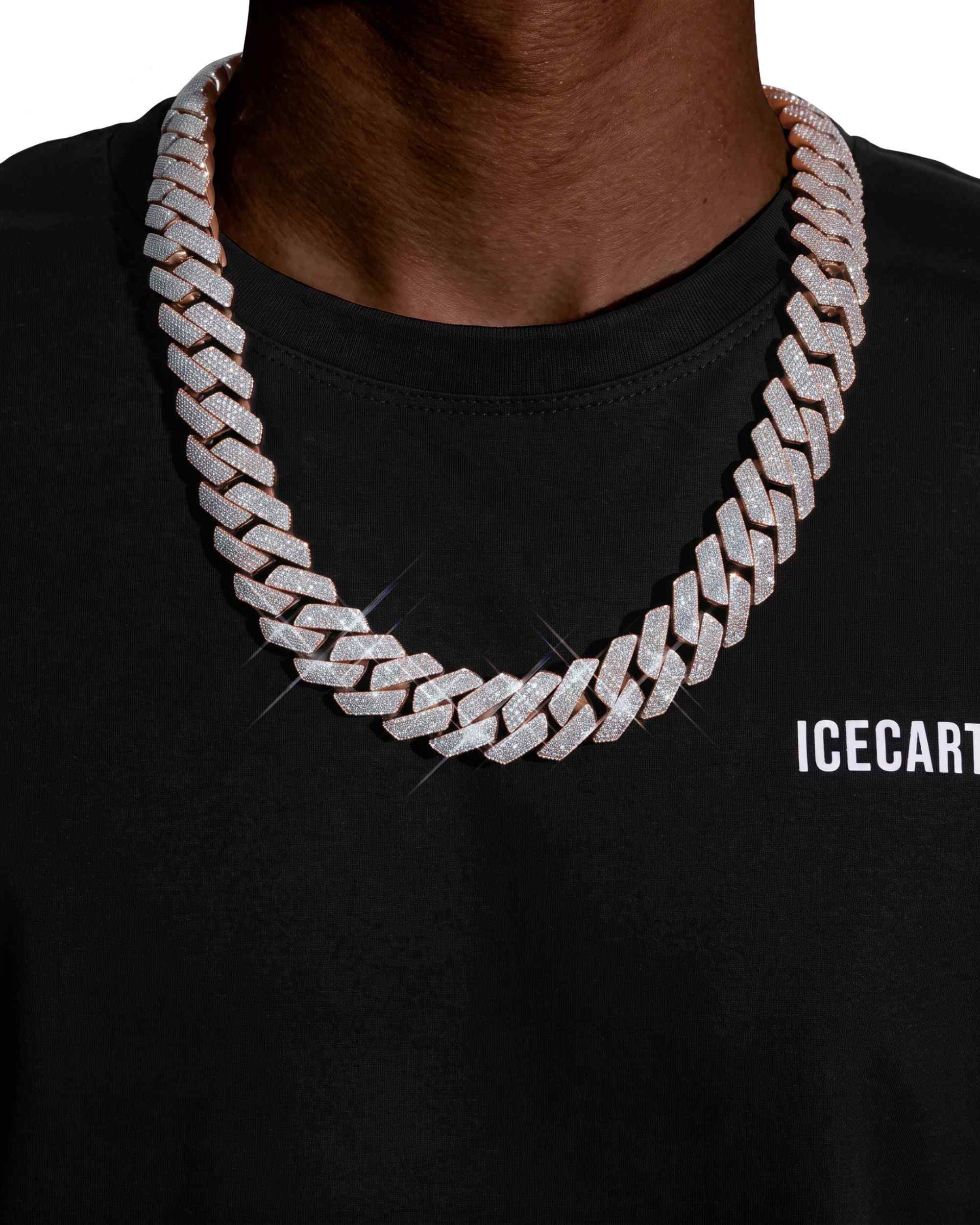 Custom Clasp 4 Row 20MM Moissanite Cuban Link Chain 14K Gold (view 8 of 18)