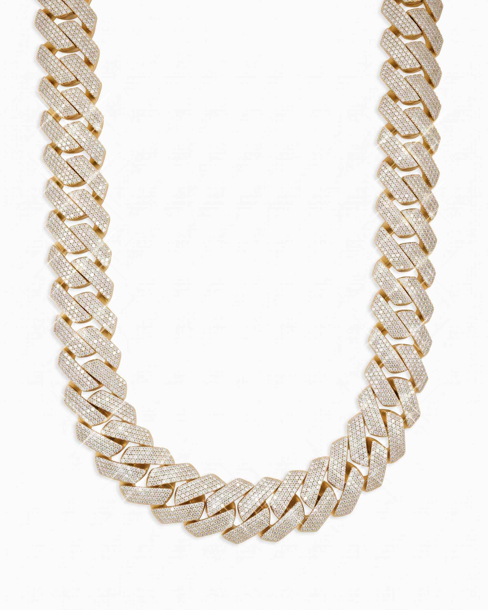 Custom Clasp 4 Row 20MM Moissanite Cuban Link Chain 14K Gold (view 13 of 18)