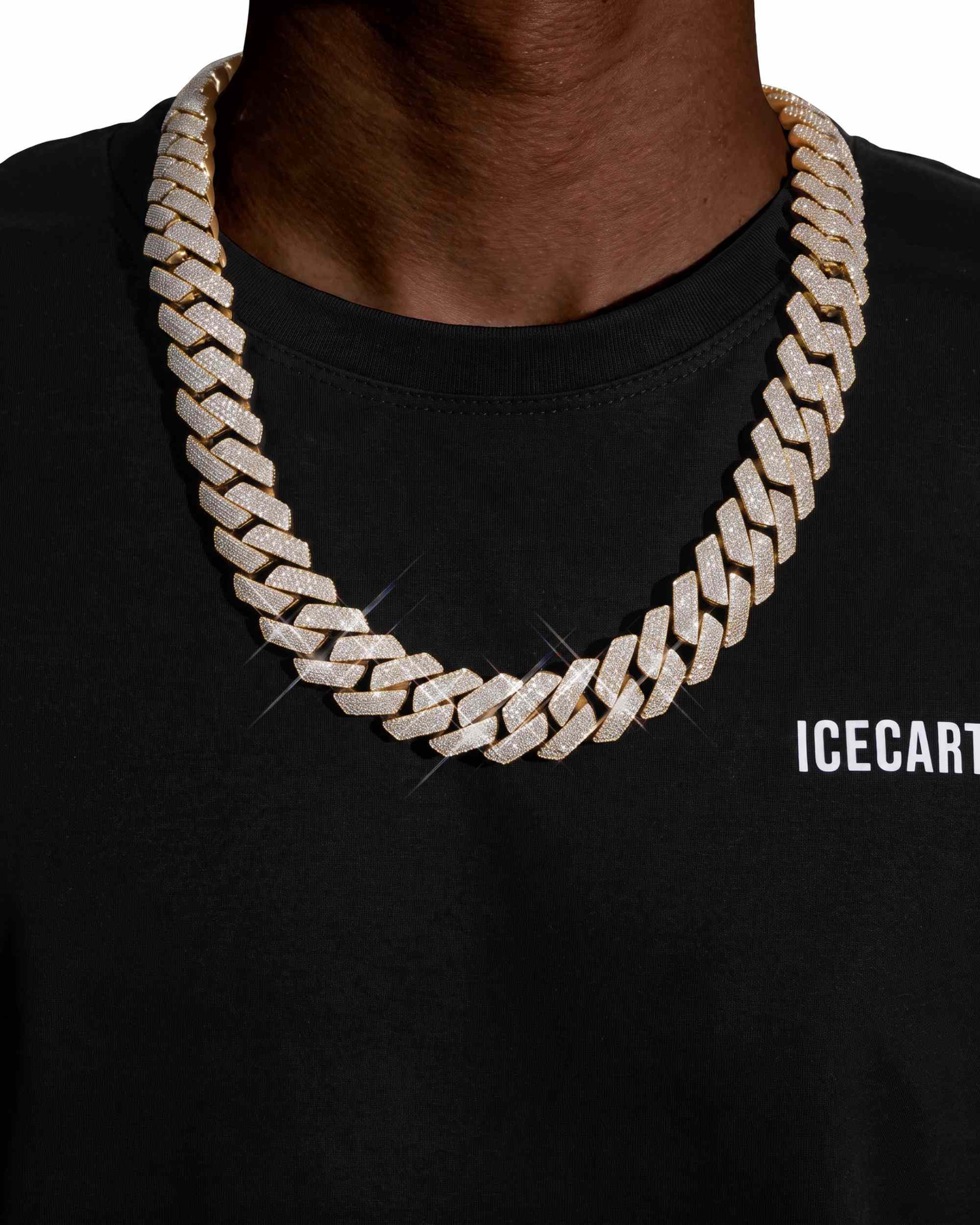 Custom Clasp 4 Row 20MM Moissanite Cuban Link Chain 14K Gold (view 14 of 18)