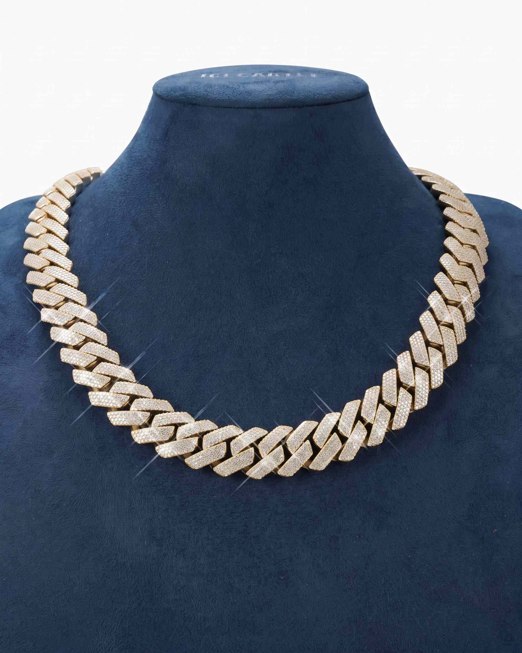 Custom Clasp 4 Row 20MM Moissanite Cuban Link Chain 14K Gold (view 15 of 18)