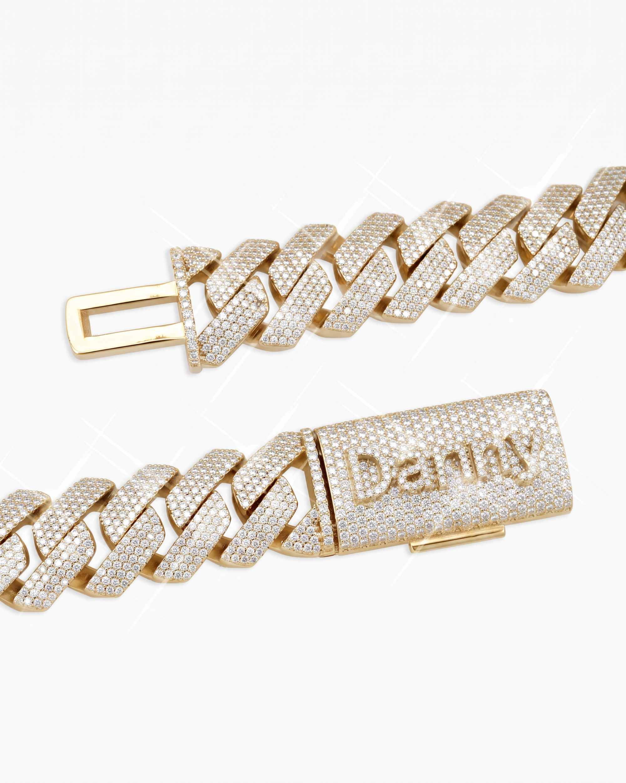 Custom Clasp 4 Row 20MM Moissanite Cuban Link Chain 14K Gold (view 16 of 18)
