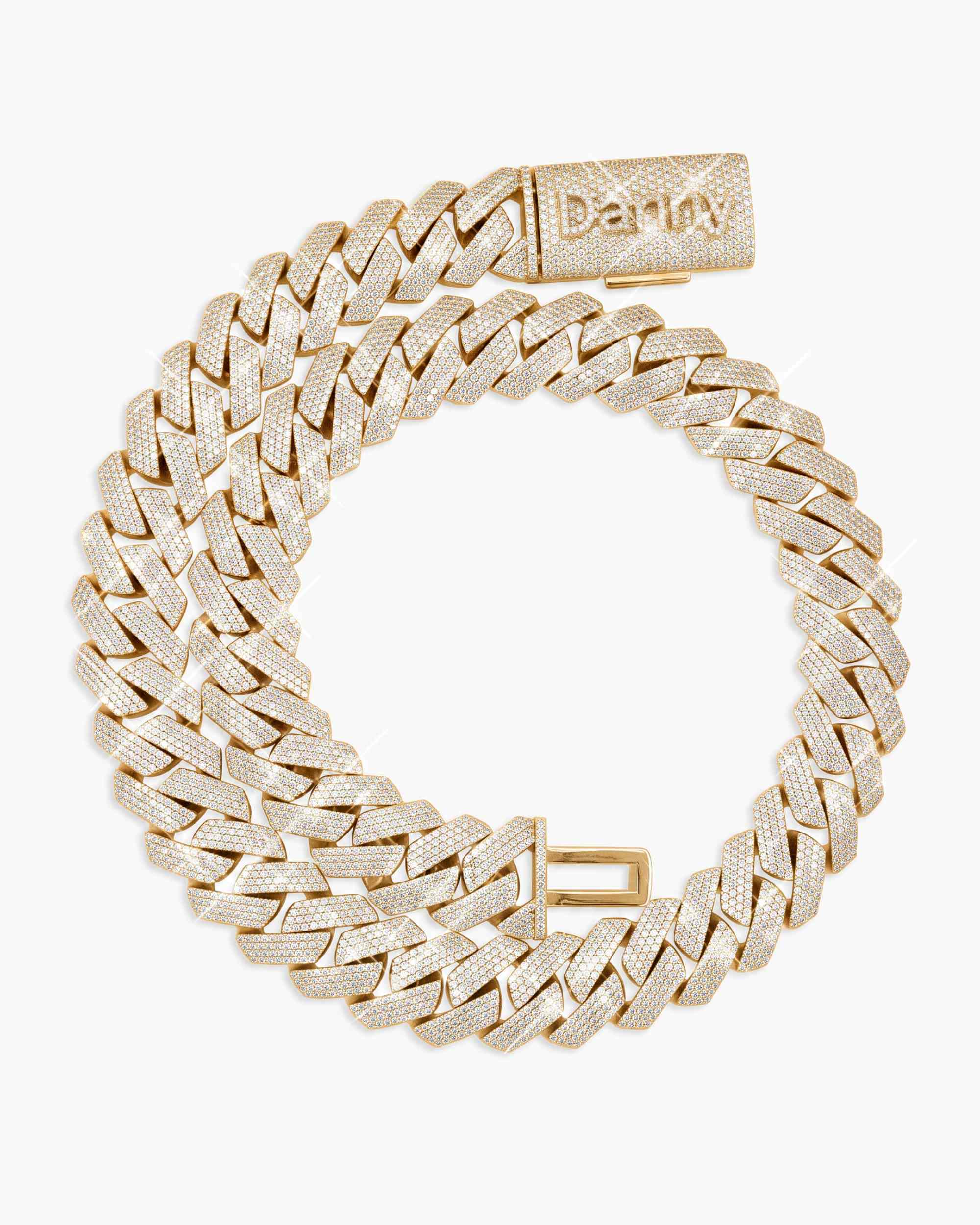 Custom Clasp 4 Row 20MM Moissanite Cuban Link Chain 14K Gold (view 17 of 18)