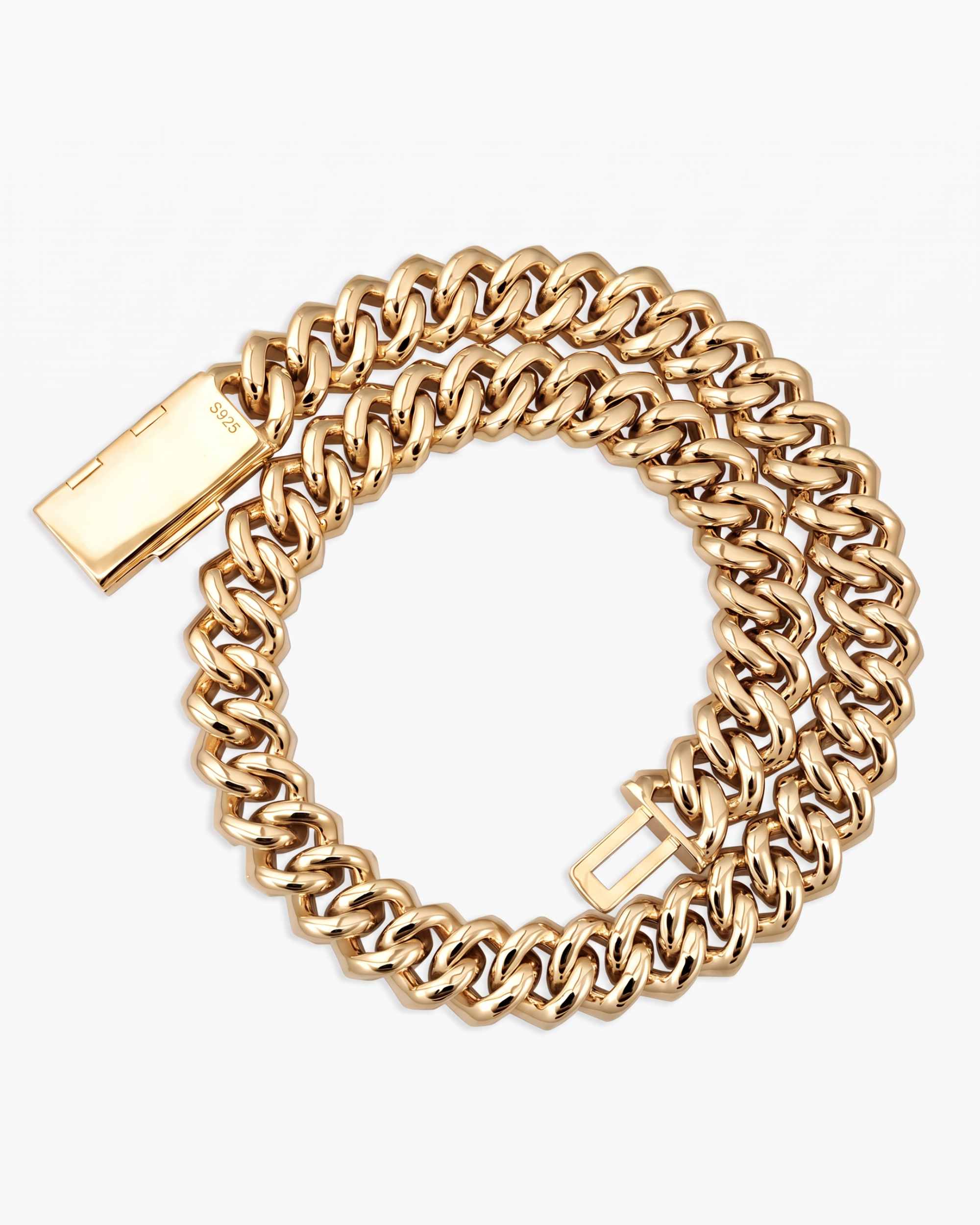 Custom Clasp 4 Row 20MM Moissanite Cuban Link Chain 14K Gold (view 18 of 18)